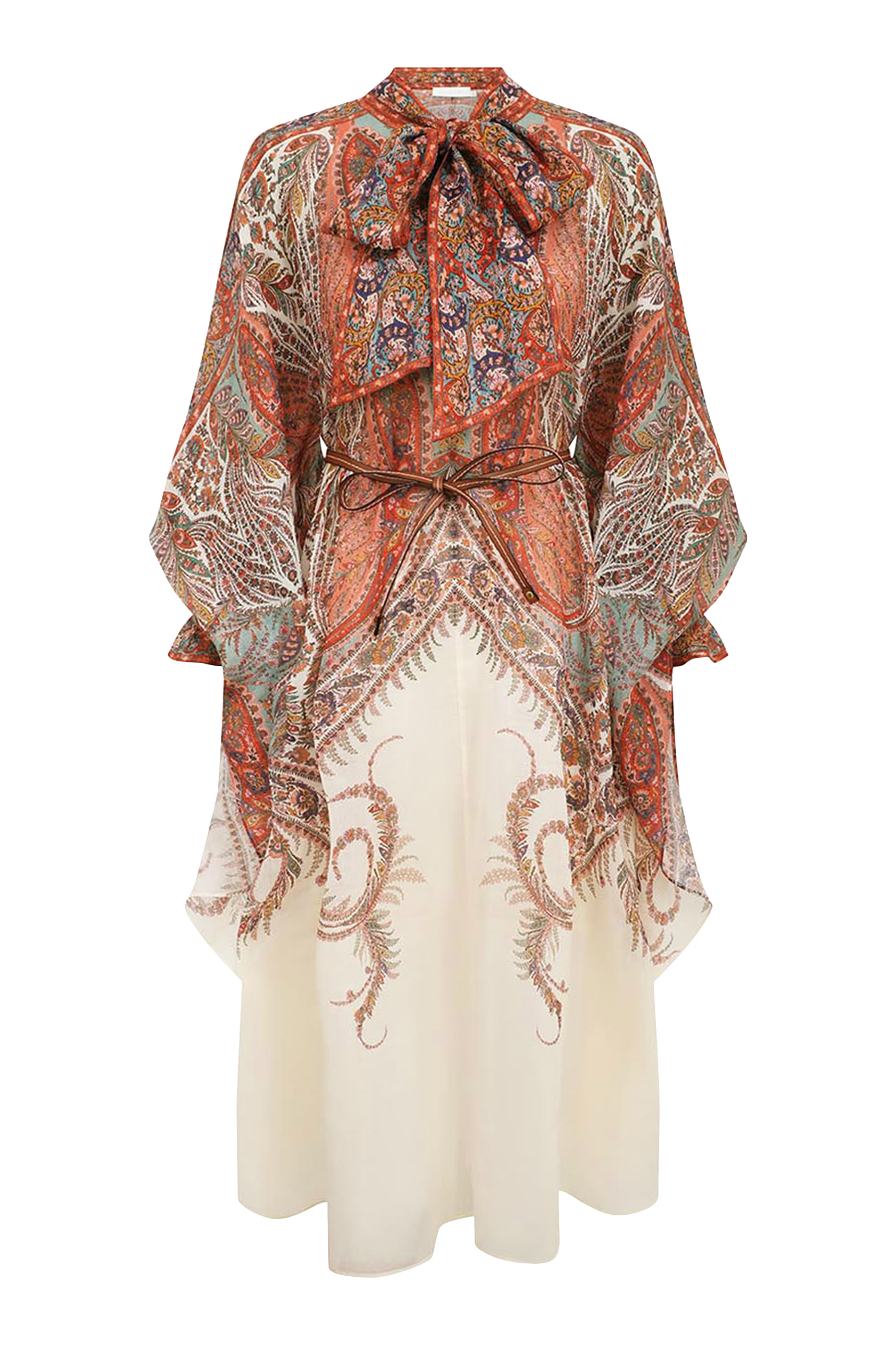 فستان ريانون بربطة عنق متوسط الطول