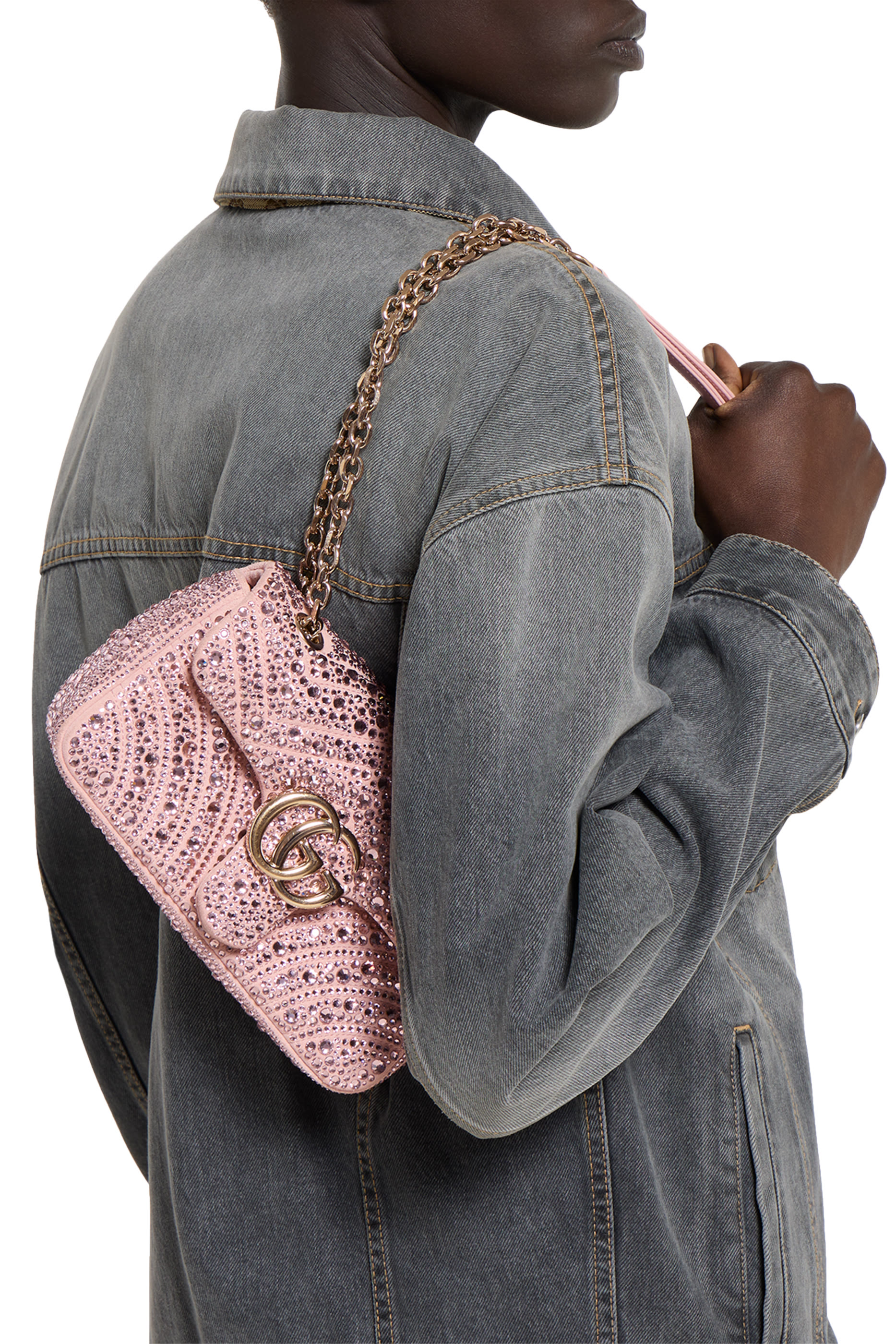 حقيبة كتف مارمونت صغيرة مرصعة بكريستال