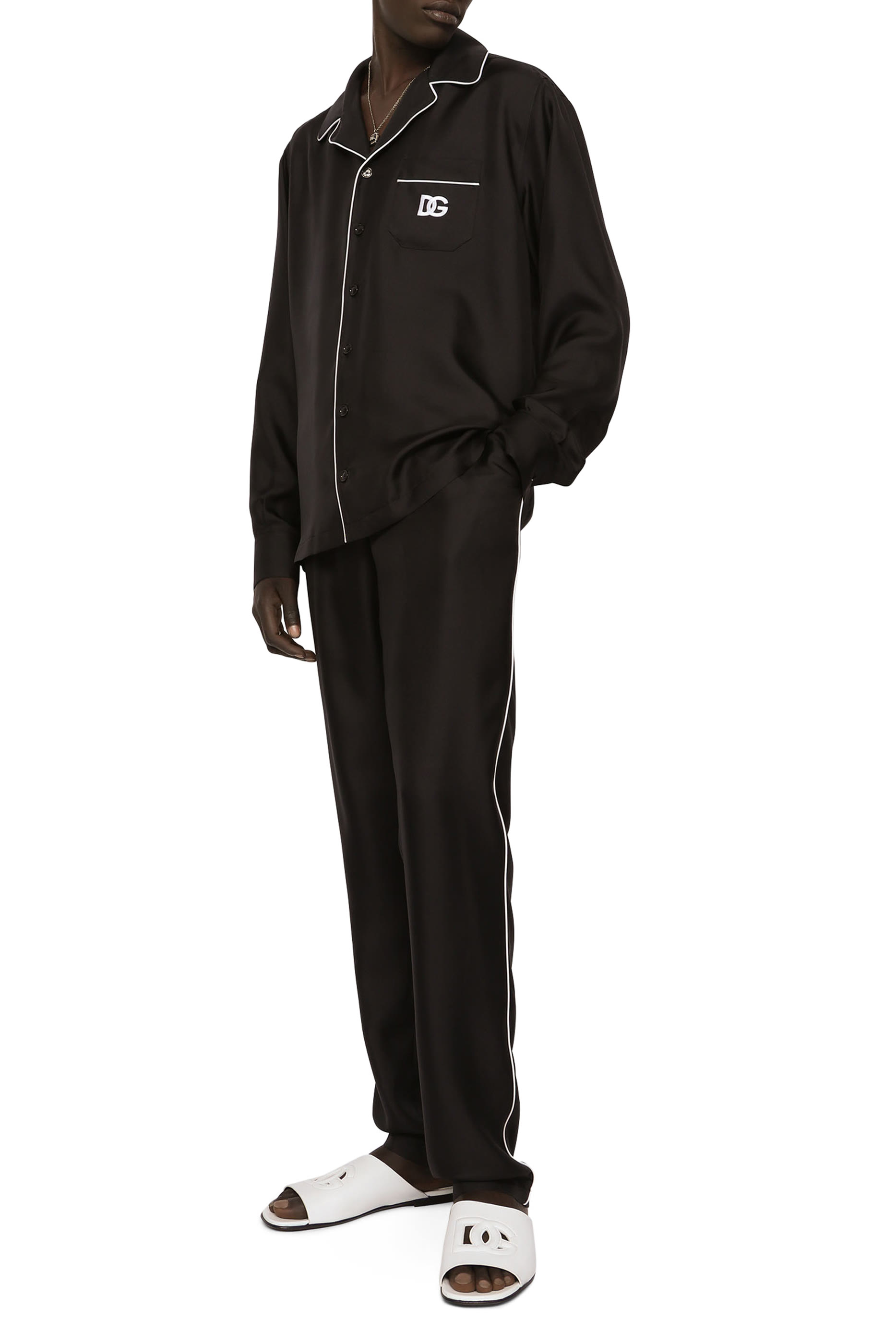 بنطال رياضي حرير برقعة شعار الماركة