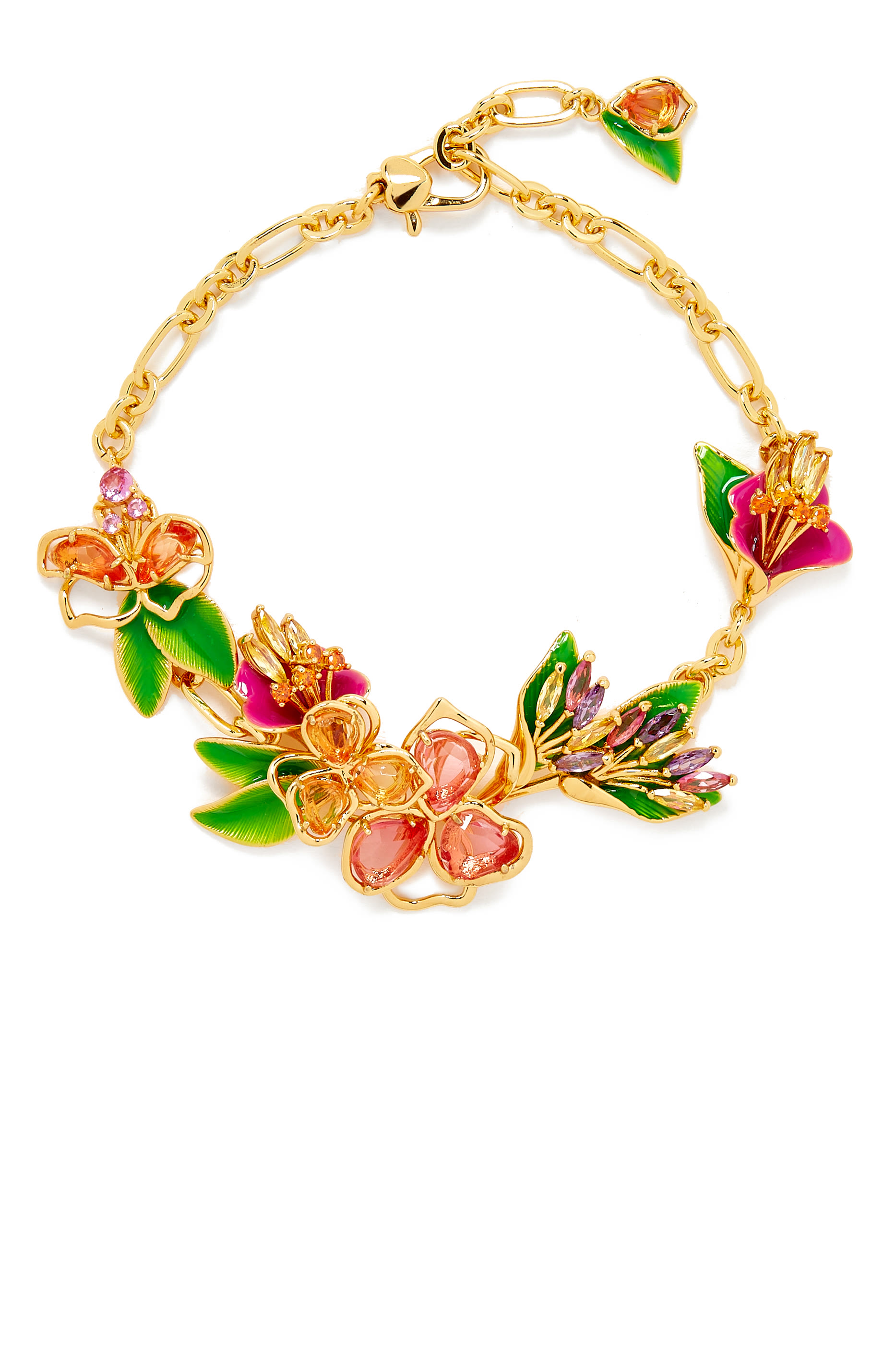 سوار بارادايس بتصميم زهور مرصع بأحجار زركونيا مكعبة وأحجار زجاجية ومينا معدن مطلٍ