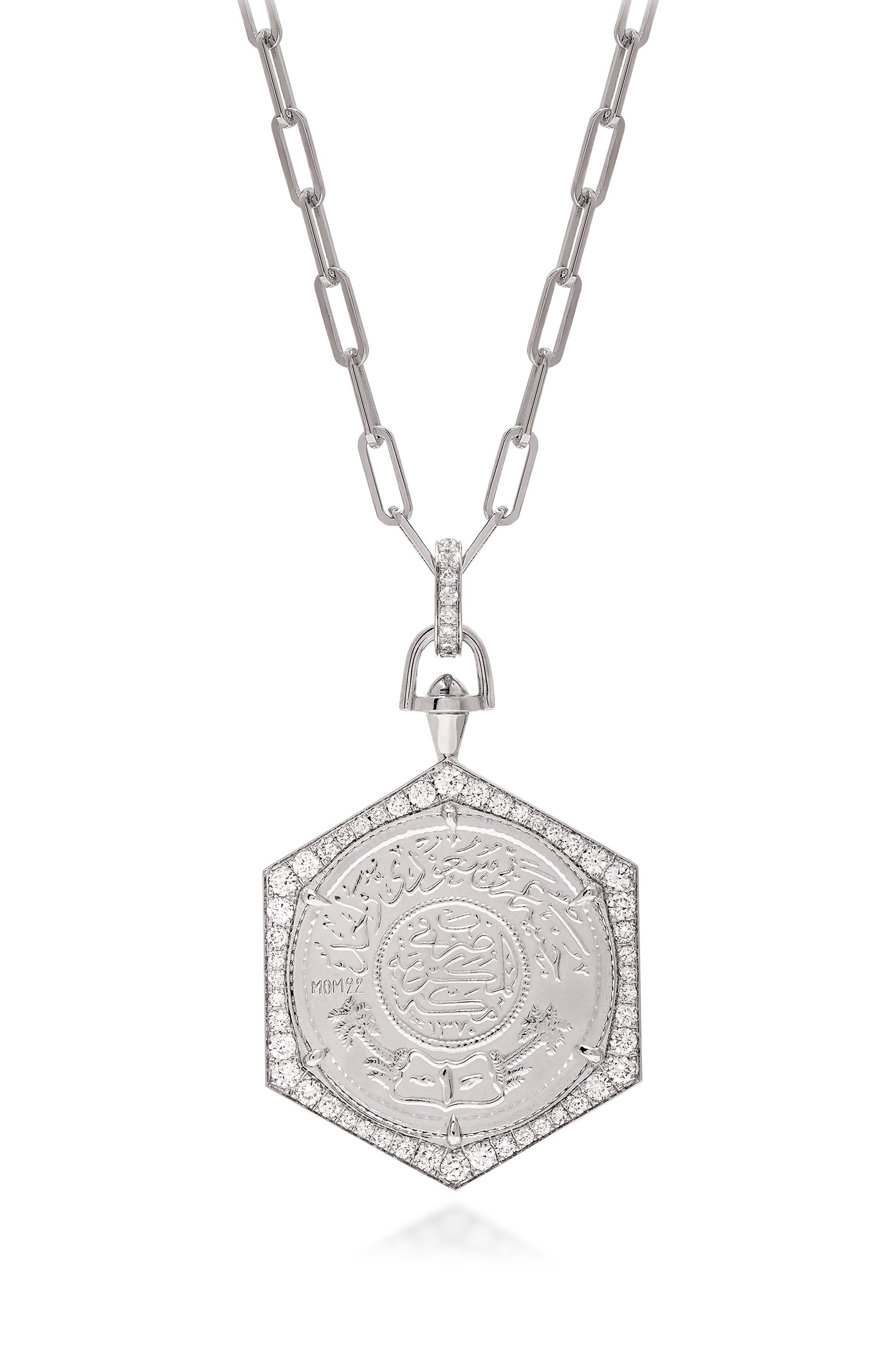 Ginea Necklace, 22k & 18k White Gold with Diamonds
