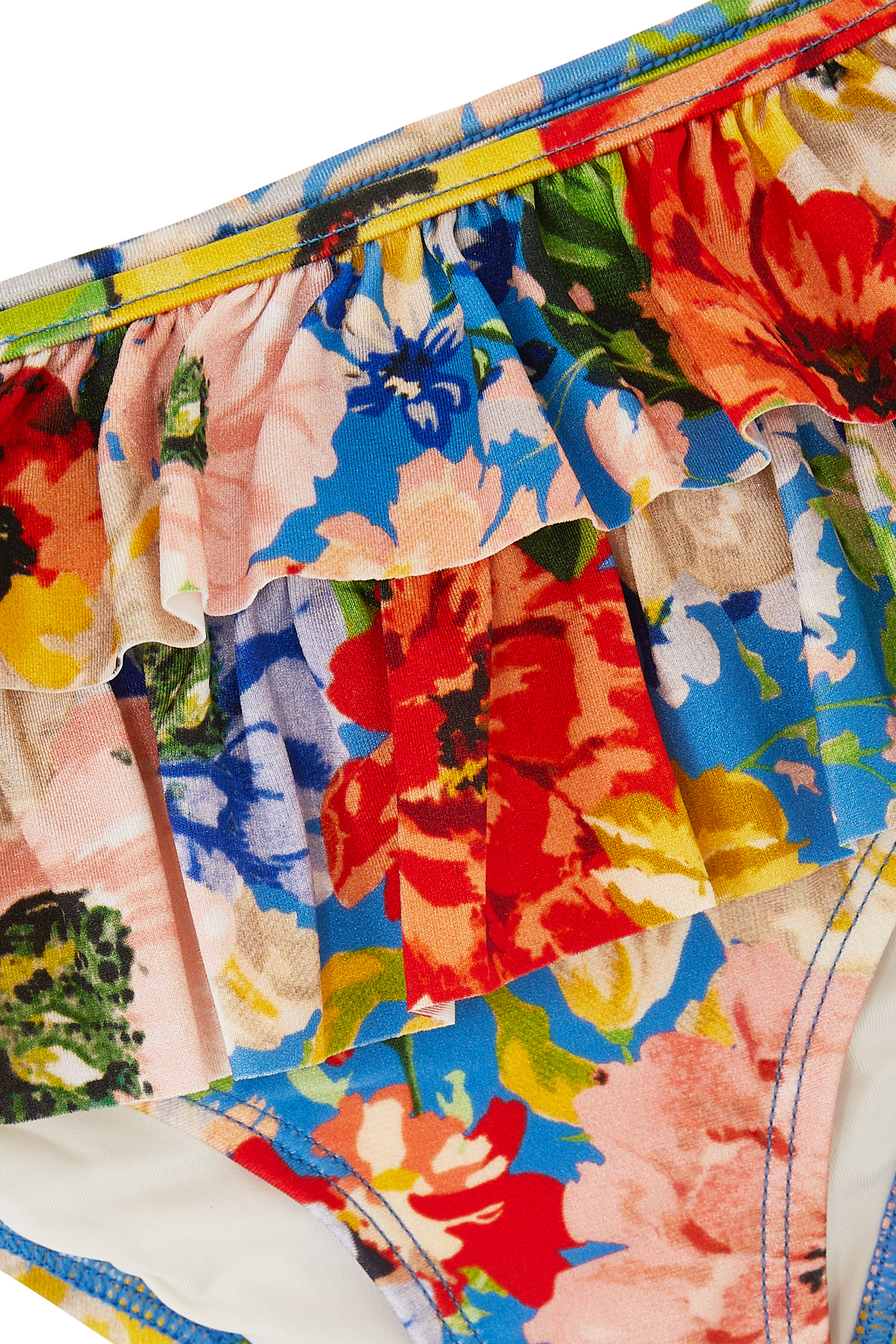 طقم بيكيني بكشكش وطبعات زهور للأطفال