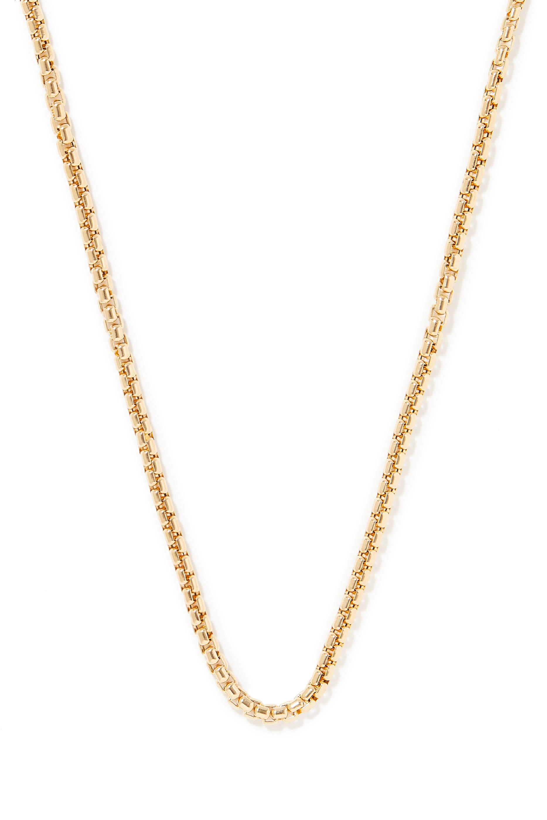 قلادة سلسلة بحلقات مربعة 18 بوصة ذهب أصفر عيار 18