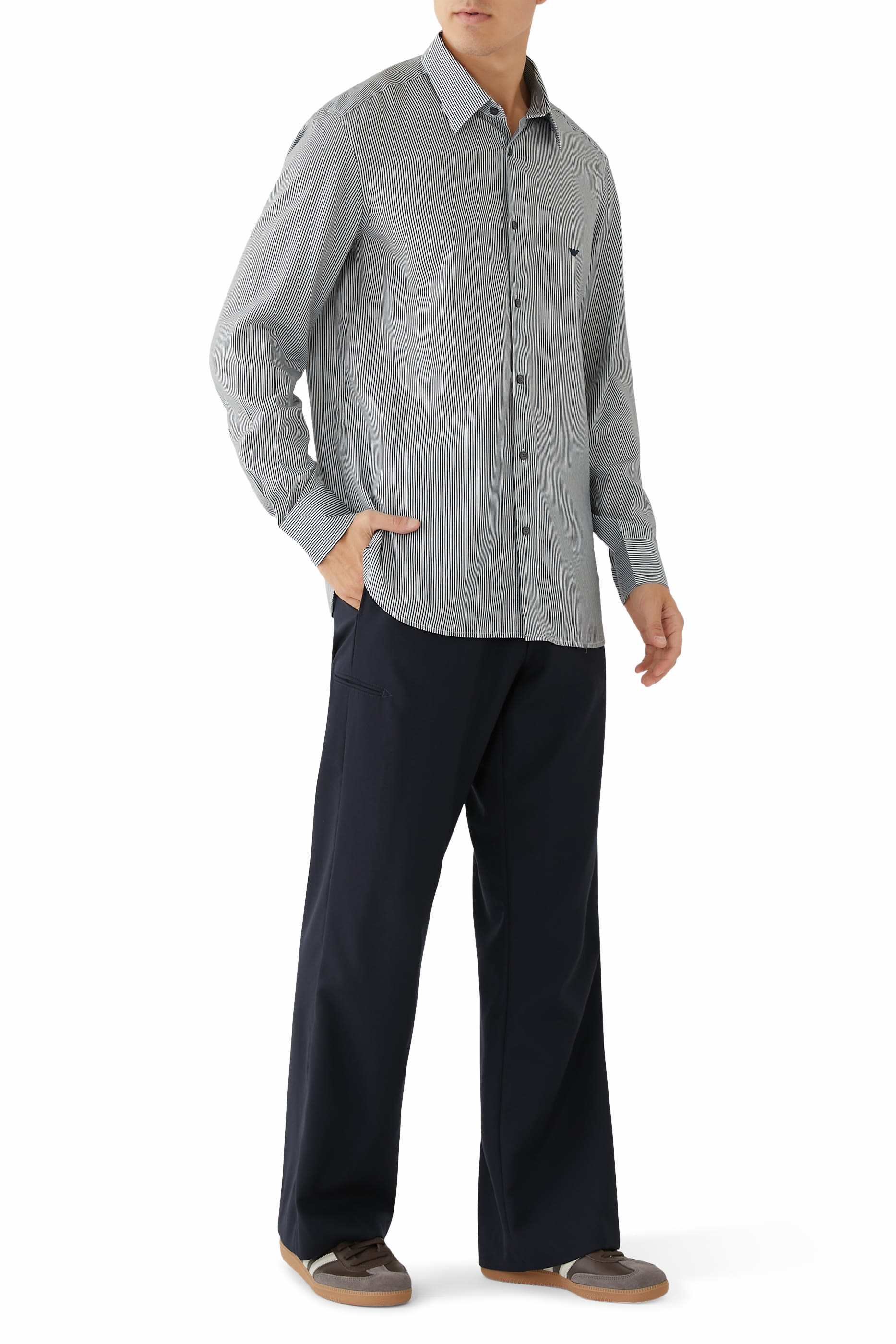 قميص مخطط عموديا ميكرو