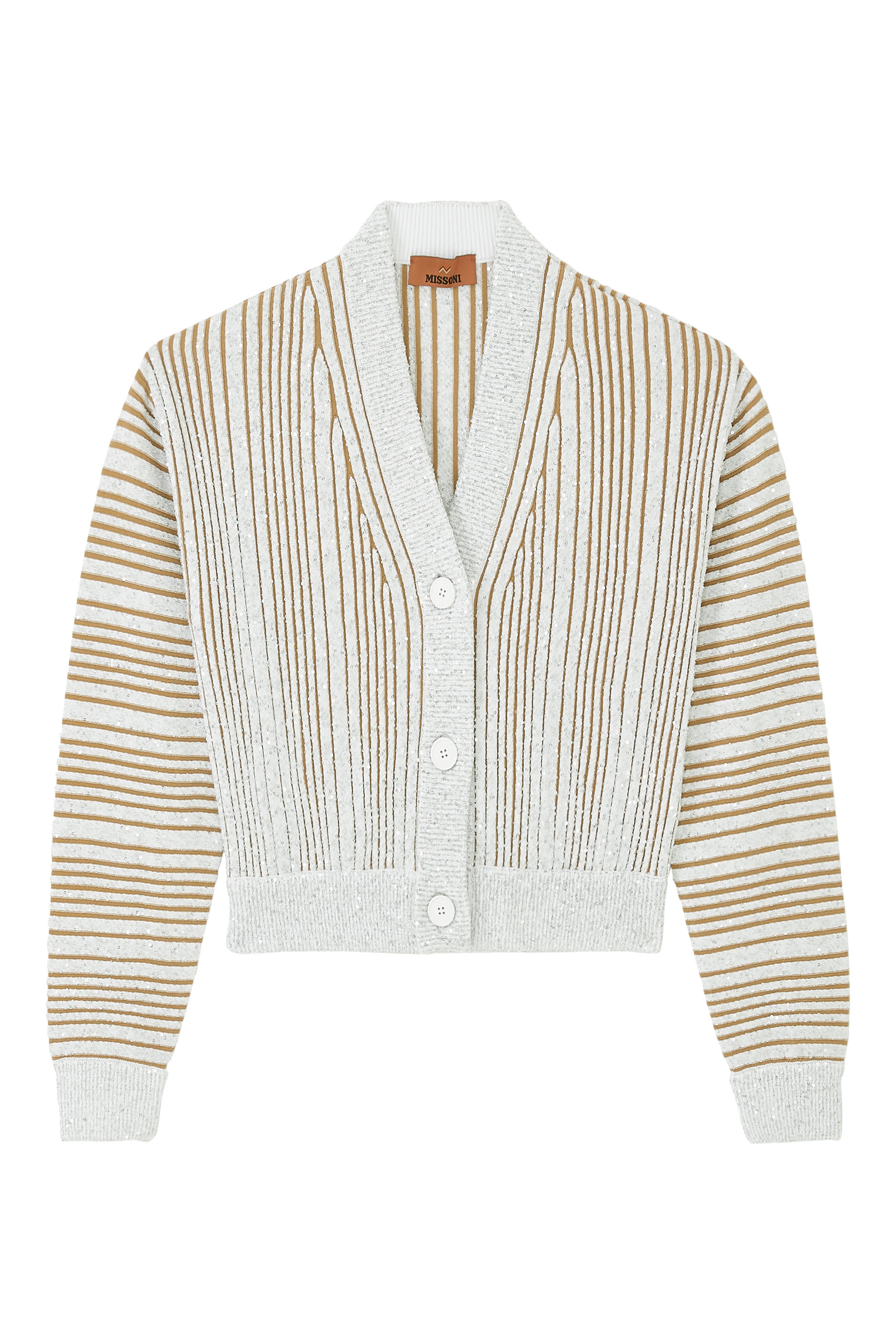 كارديغان بأكمام طويلة وأزرار مطرز جزئيا بترتر