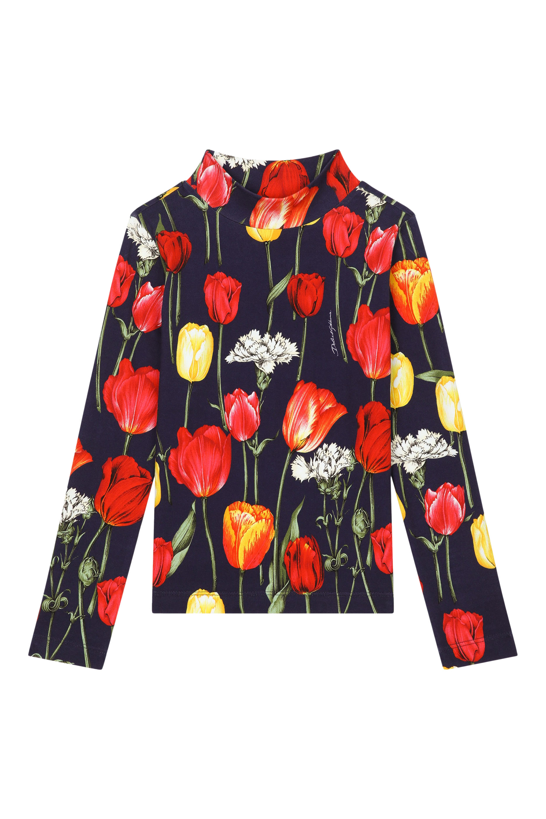 تيشيرت بياقة عالية ونسيج متشابك للأطفال