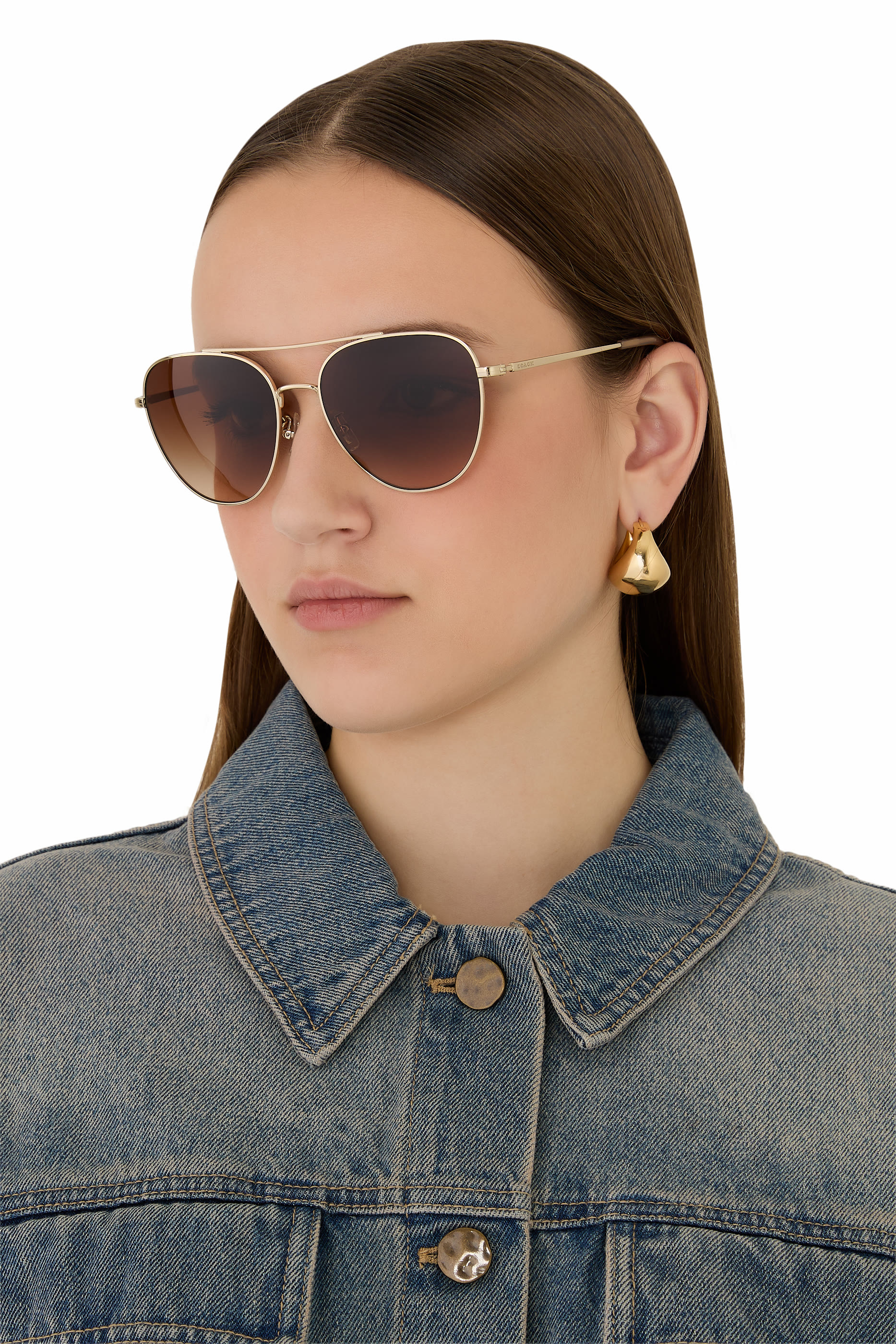 نظارة شمسية بايلوت أفياتور بذراع مزين بشعار الماركة