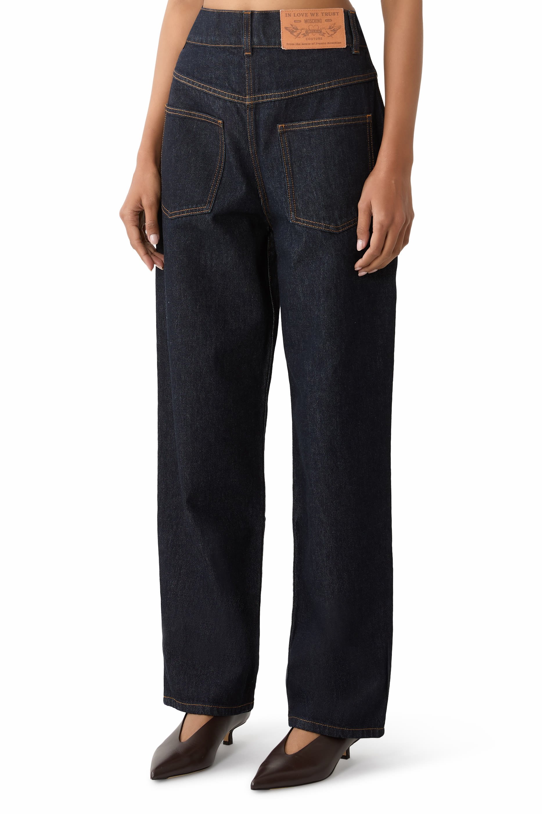 بنطال جينز بقصة ساق مستقيمة دنيم