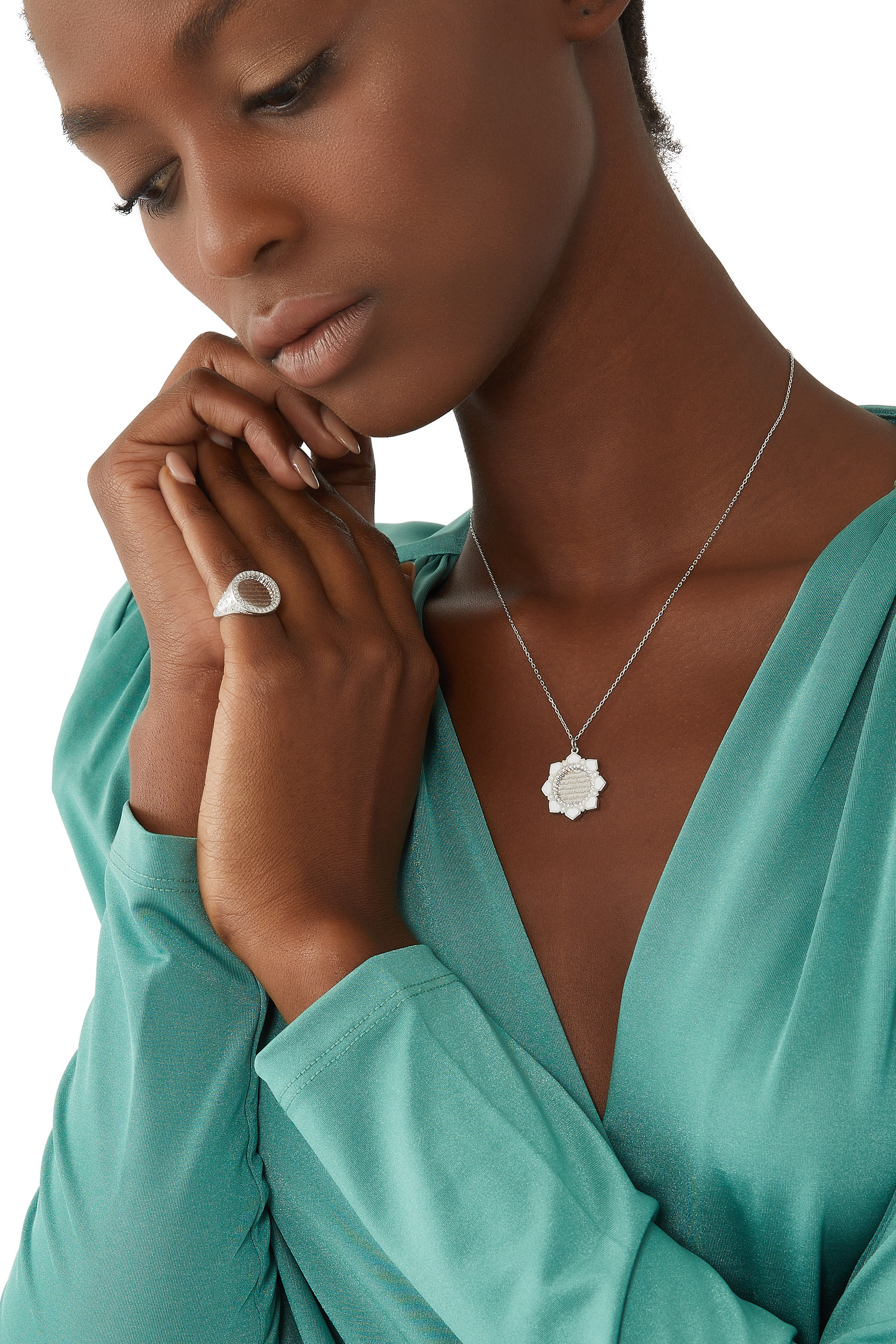 Celestial Ayat Pinky Ring, 18K White Gold & Diamonds