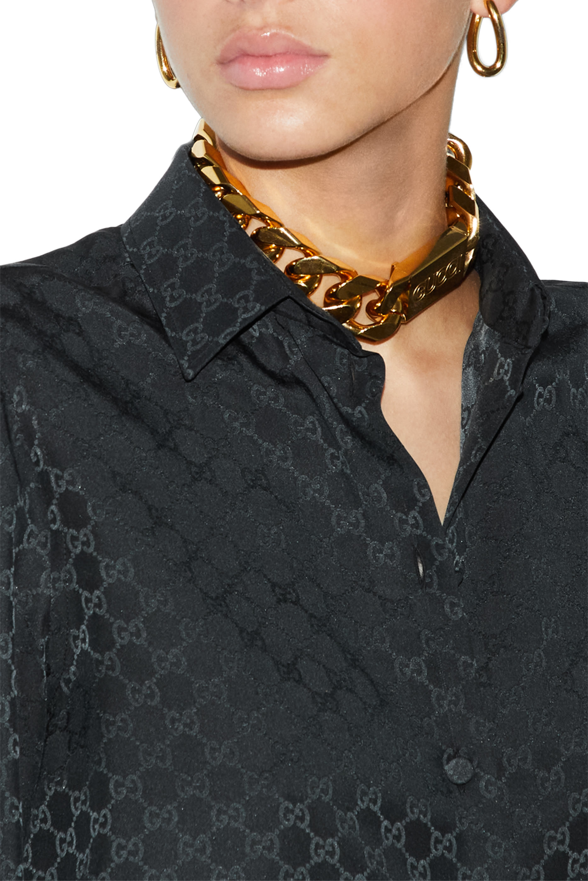 قميص بشعار الماركة حرير كريب