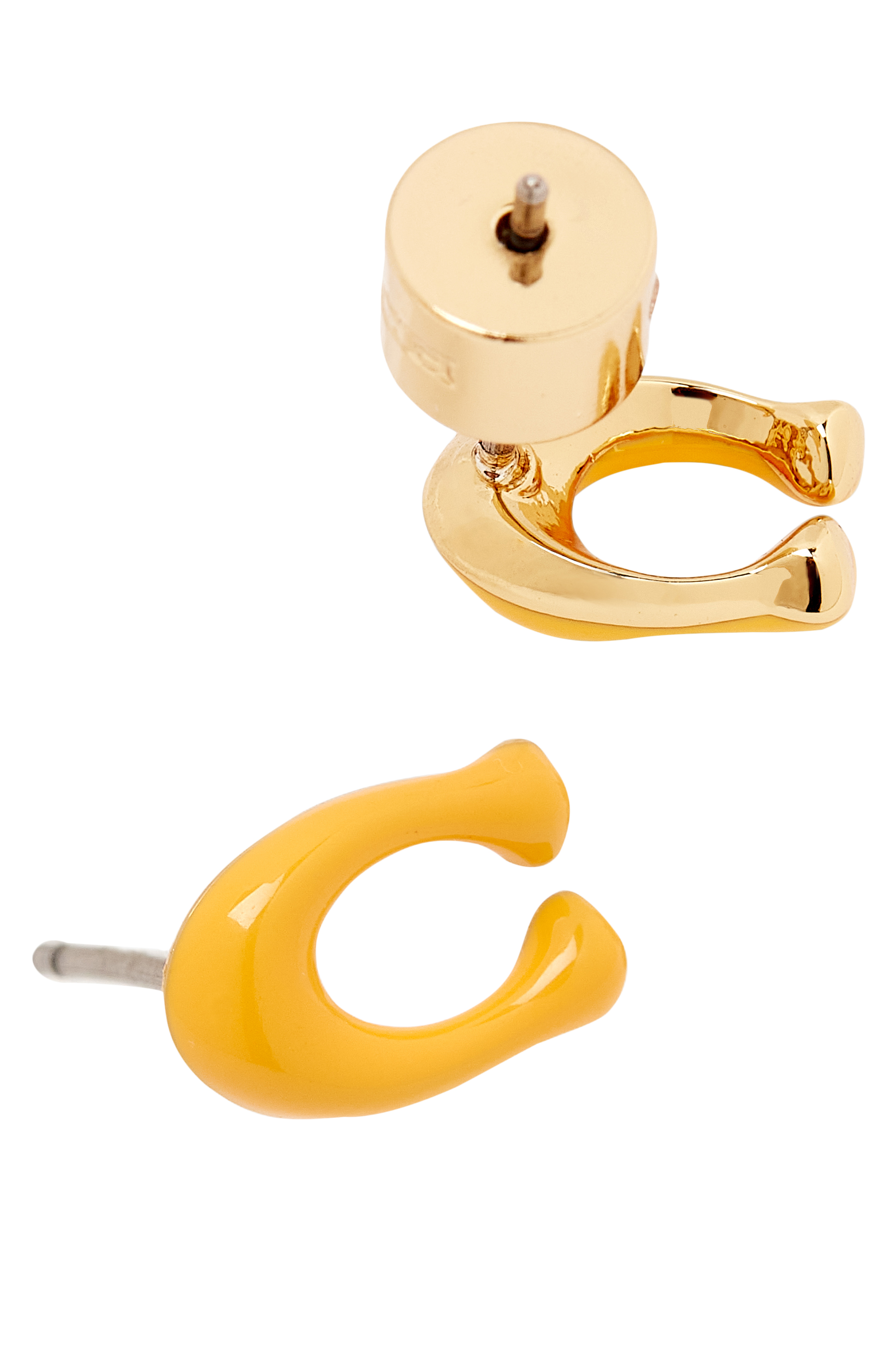 أقراط بتصميم شعار الماركة بالمينا، نحاس وتيتانيوم