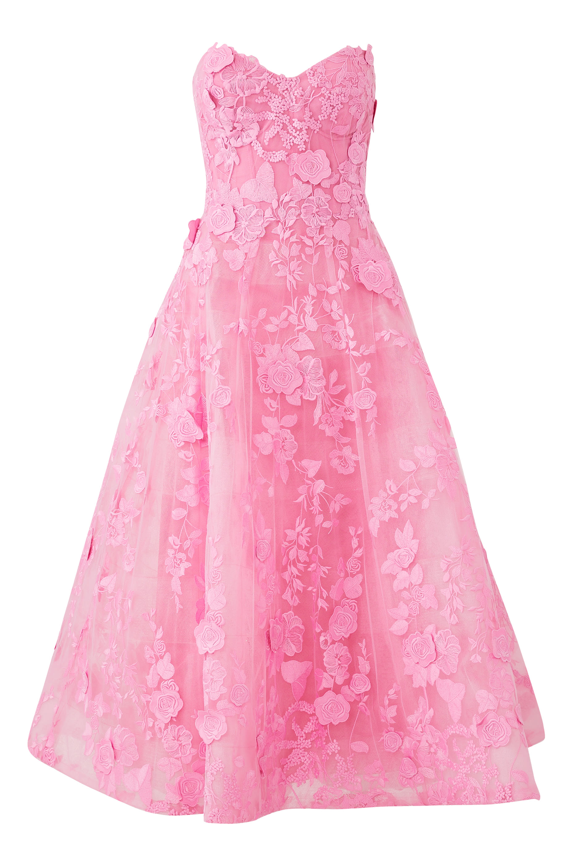 فستان بطول الشاي بدون حمالات