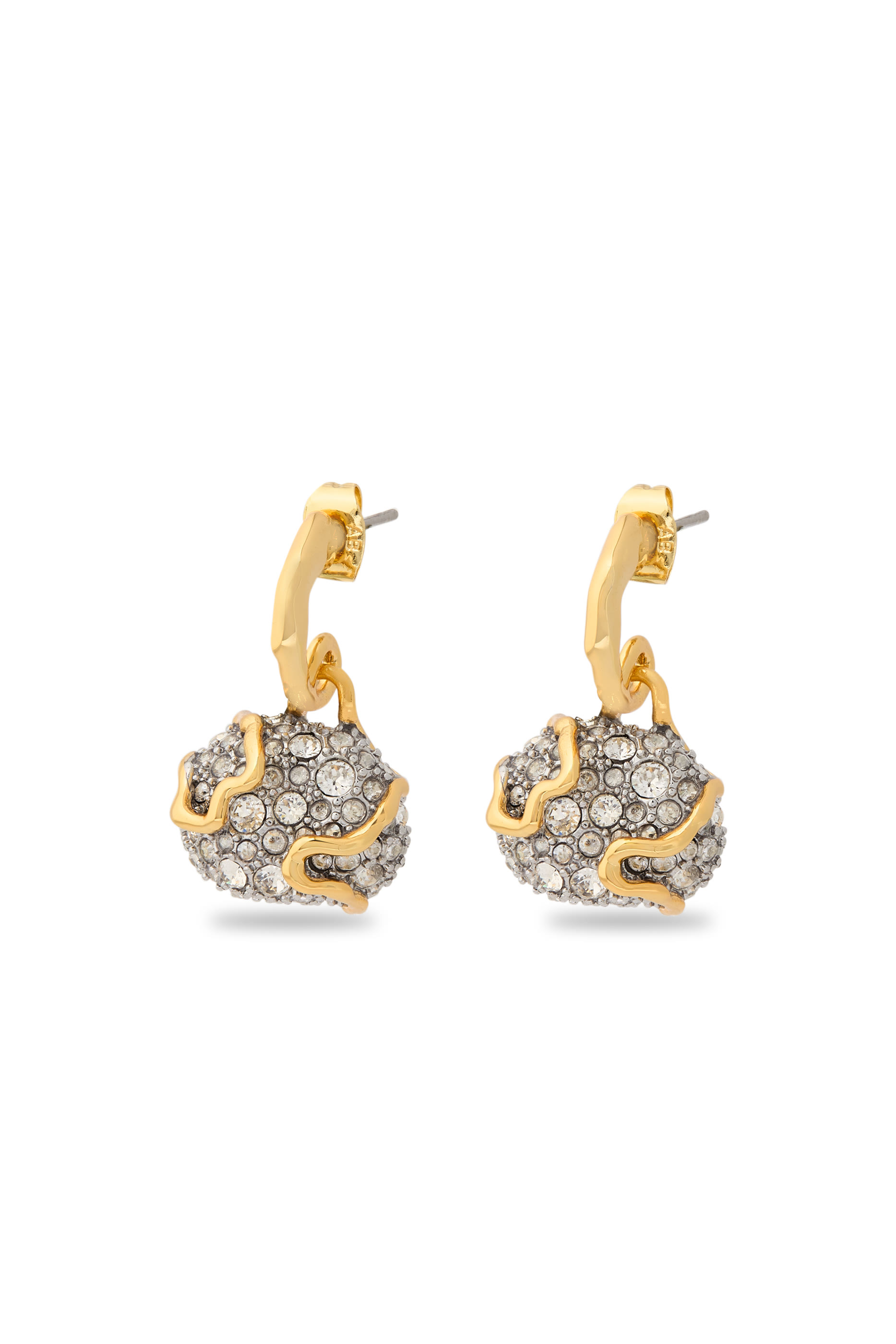 أقراط سولاناليس دائرية صغيرة بارزة الملمس مرصعة بكريستال