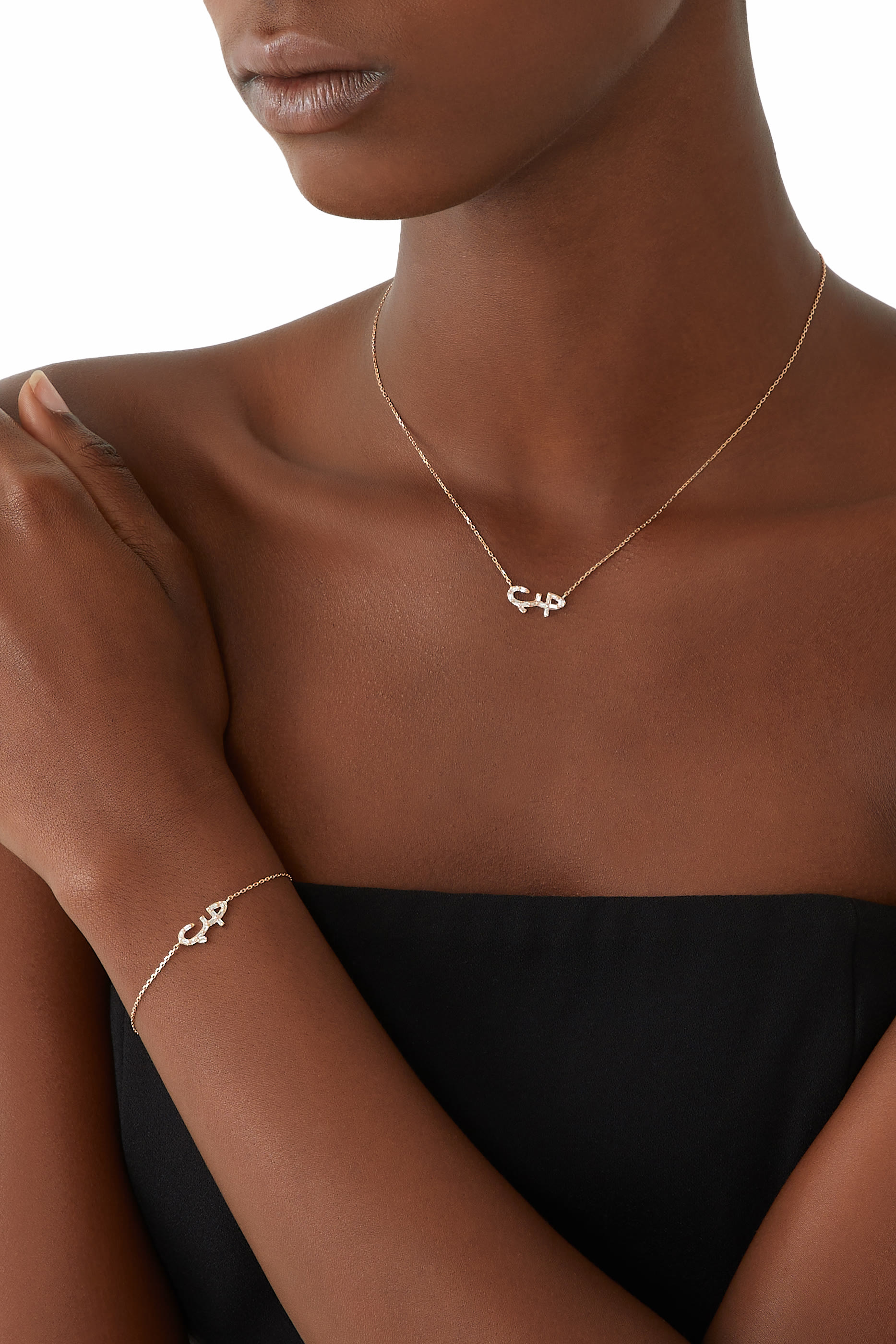 سوار حب هوب مرصع بماس، ذهب وردي عيار 18