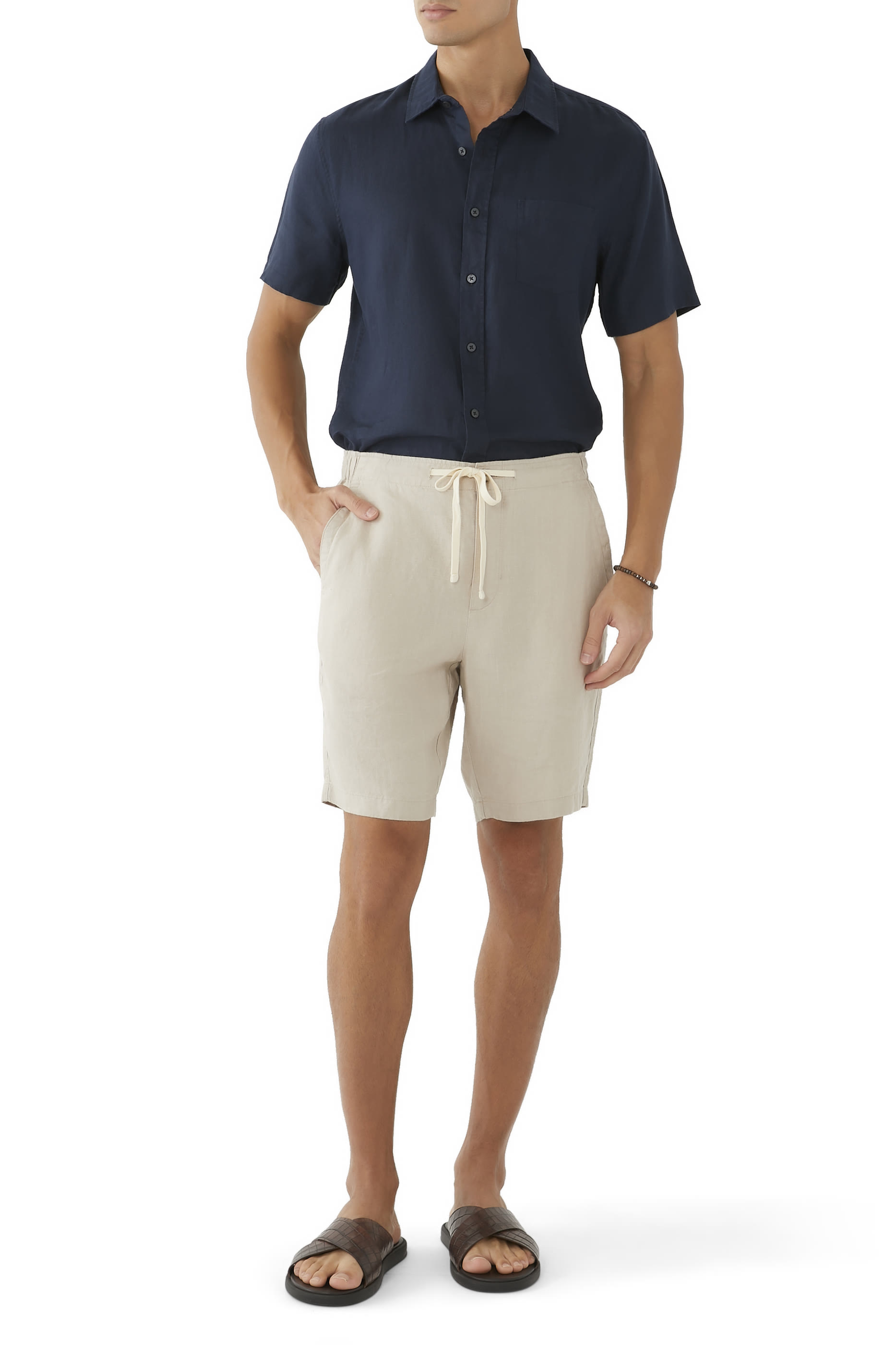 قميص كتان بأكمام قصيرة