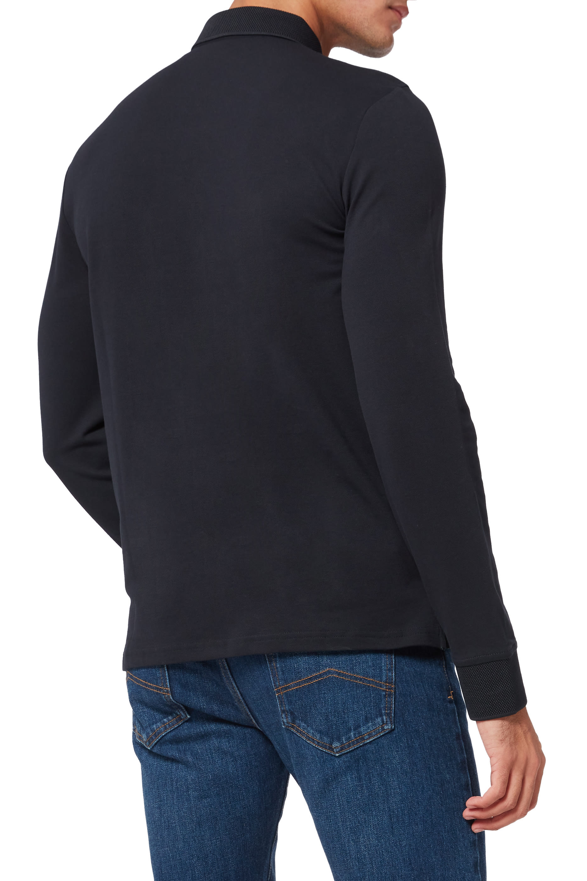 تي شيرت بولو قطن مطاطي بشعار الماركة بتصميم دائري