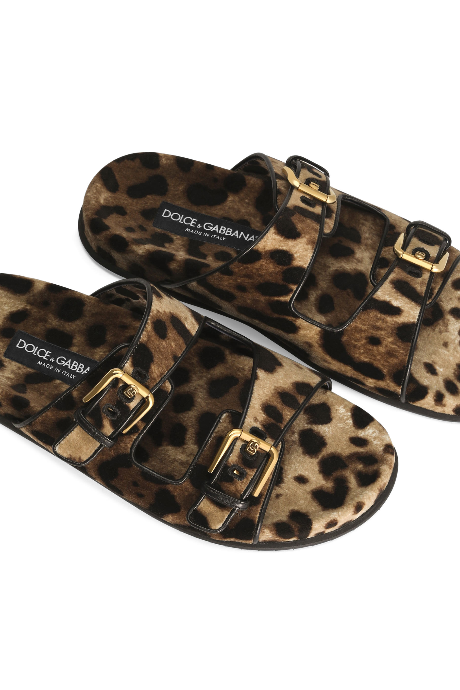 حذاء مفتوح بكعب مسطح بنقشة جلد فهد