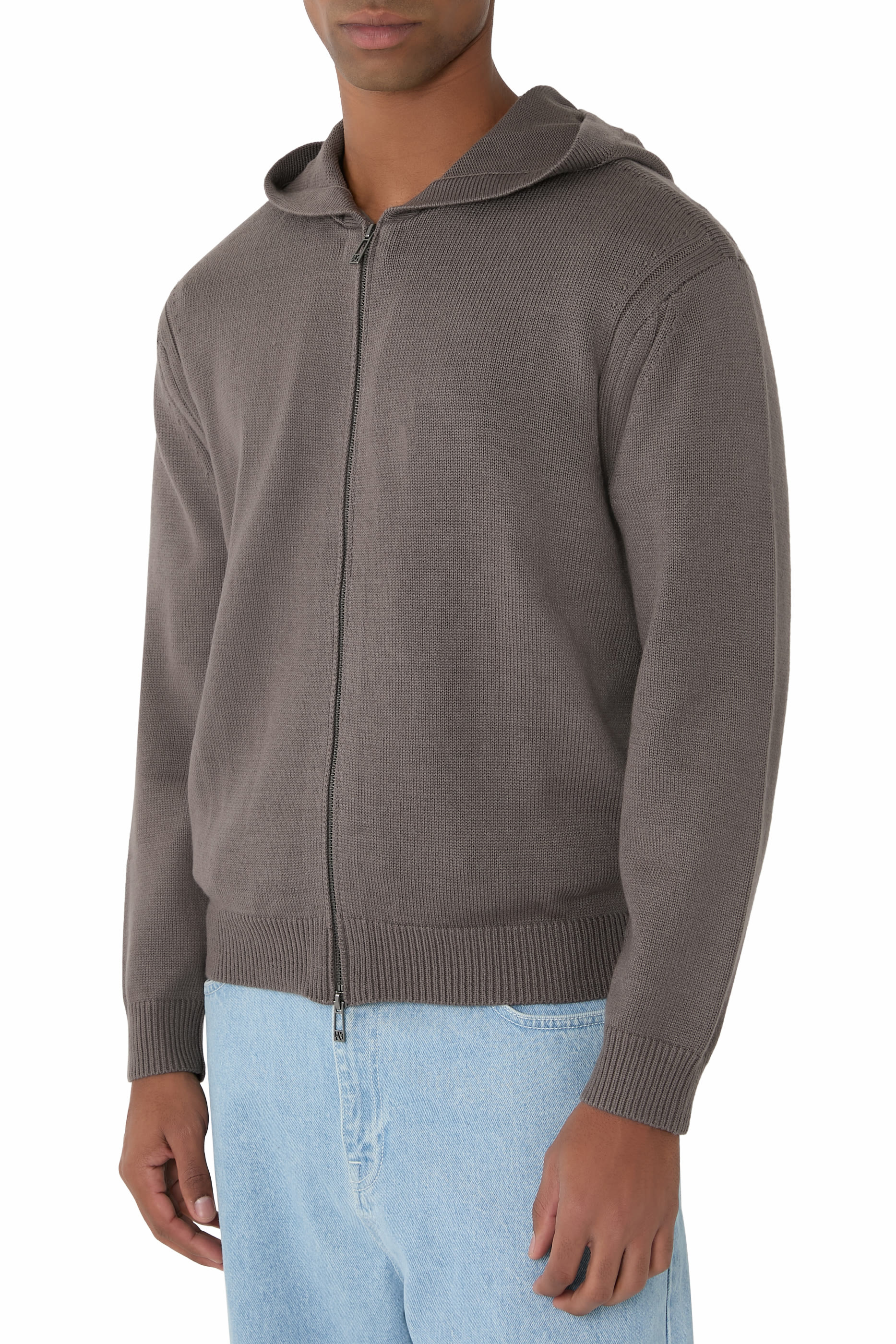 كارديغان بغطاء رأس وسحّاب كامل