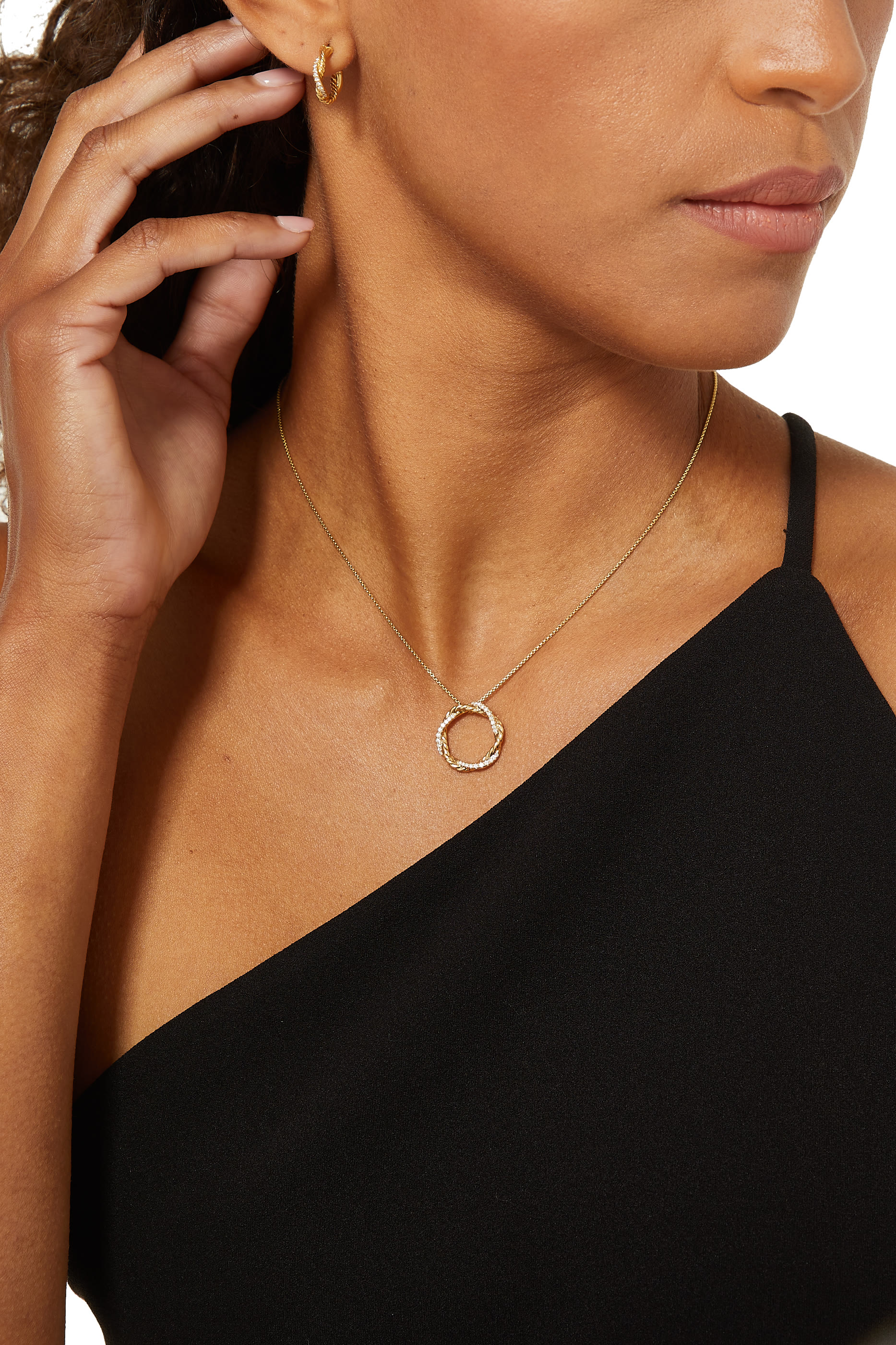 قلادة بيتيت إنفينيتي مرصعة بافيه بماس ذهب أصفر عيار 18