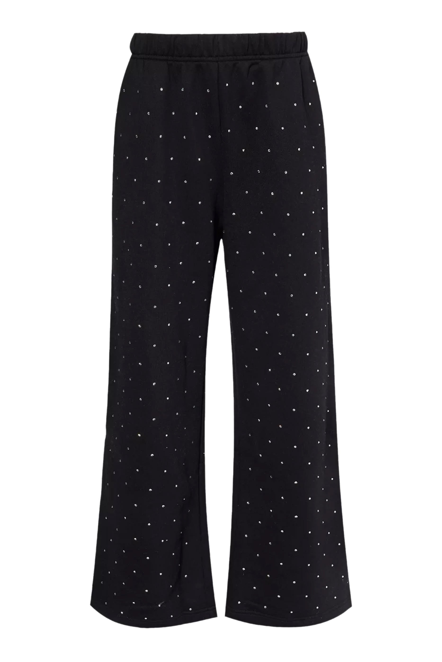 بنطال رياضي بقصة ساق واسعة مرصع بالكريستال