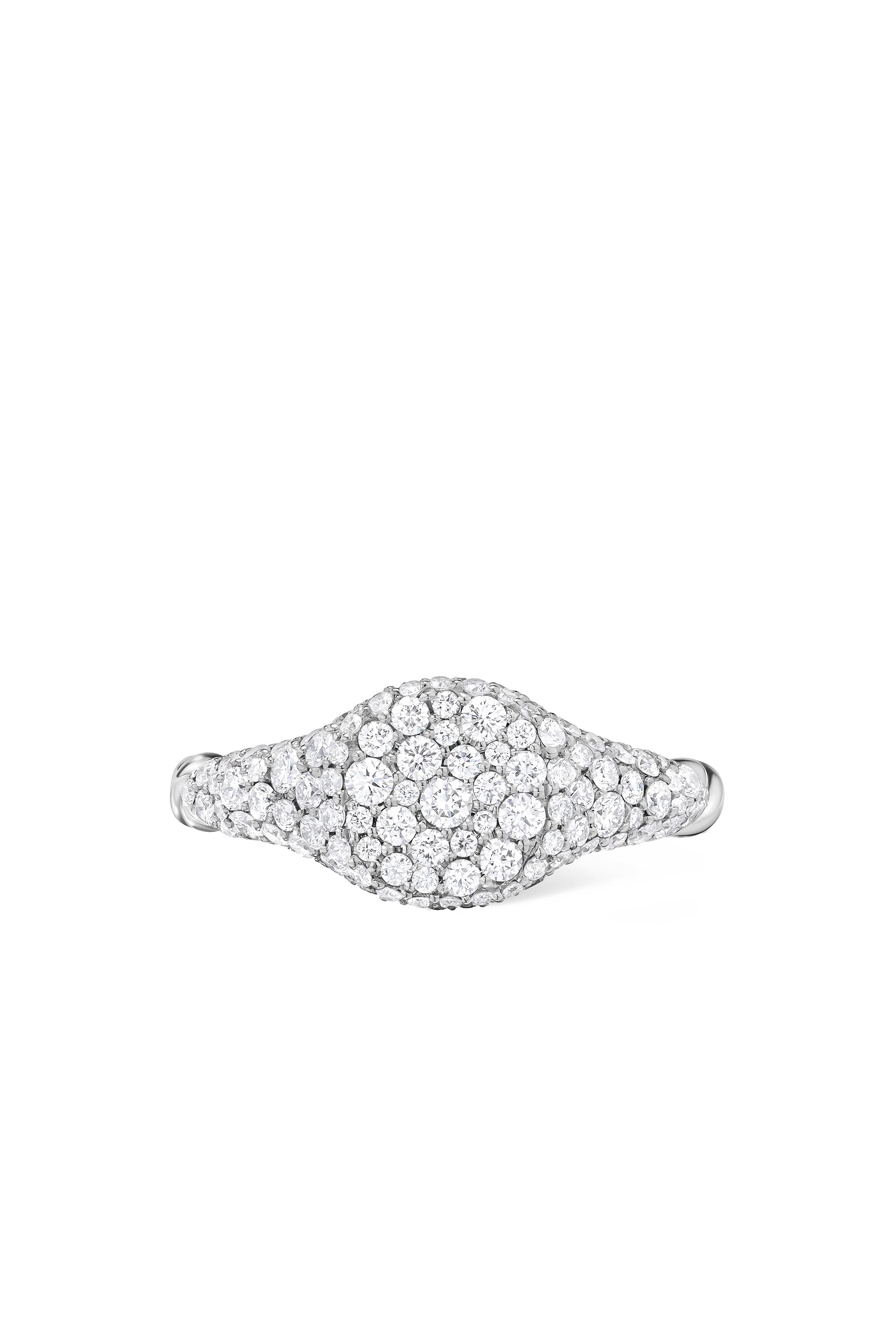 خاتم خنصر شيفرون مرصع بالماس ذهب أبيض عيار 18