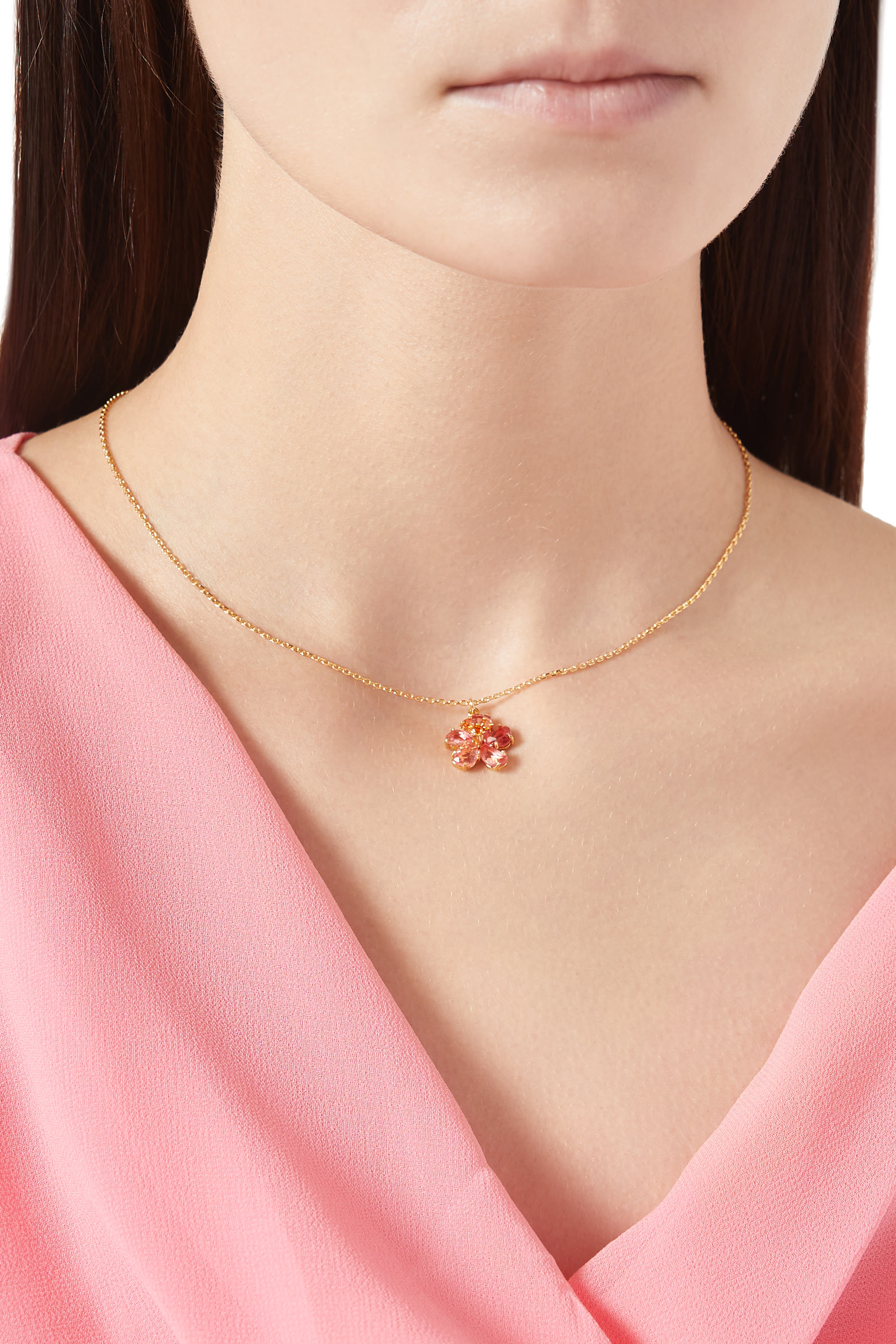 قلادة بارادايس بدلاية بتصميم زهرة صغيرة مرصعة بأحجار زركونيا مكعبة وأحجار زجاجية معدن مطلٍ