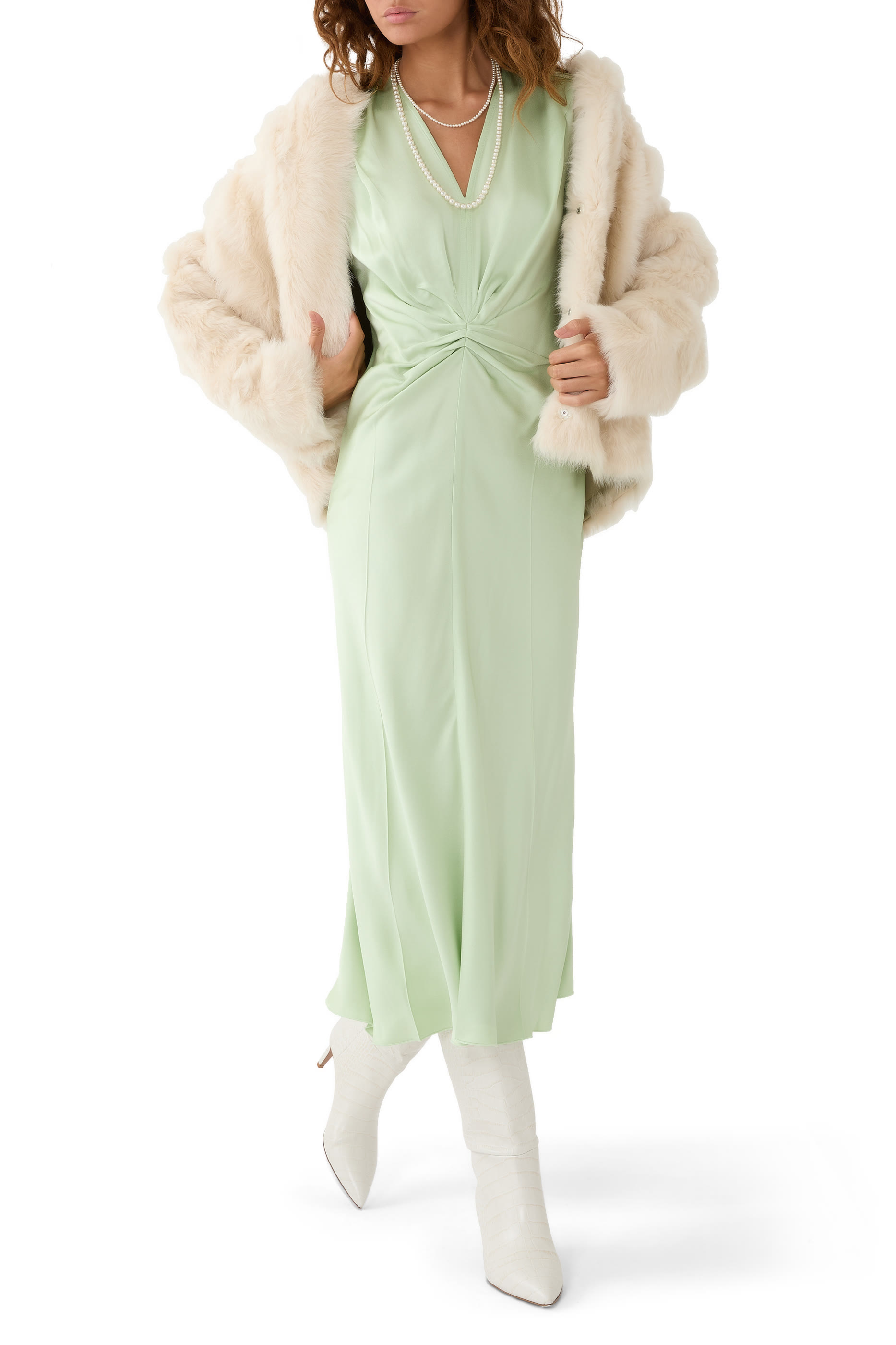 جاكيت قصير بغطاء للرأس جلد حمل توسكانا فولك