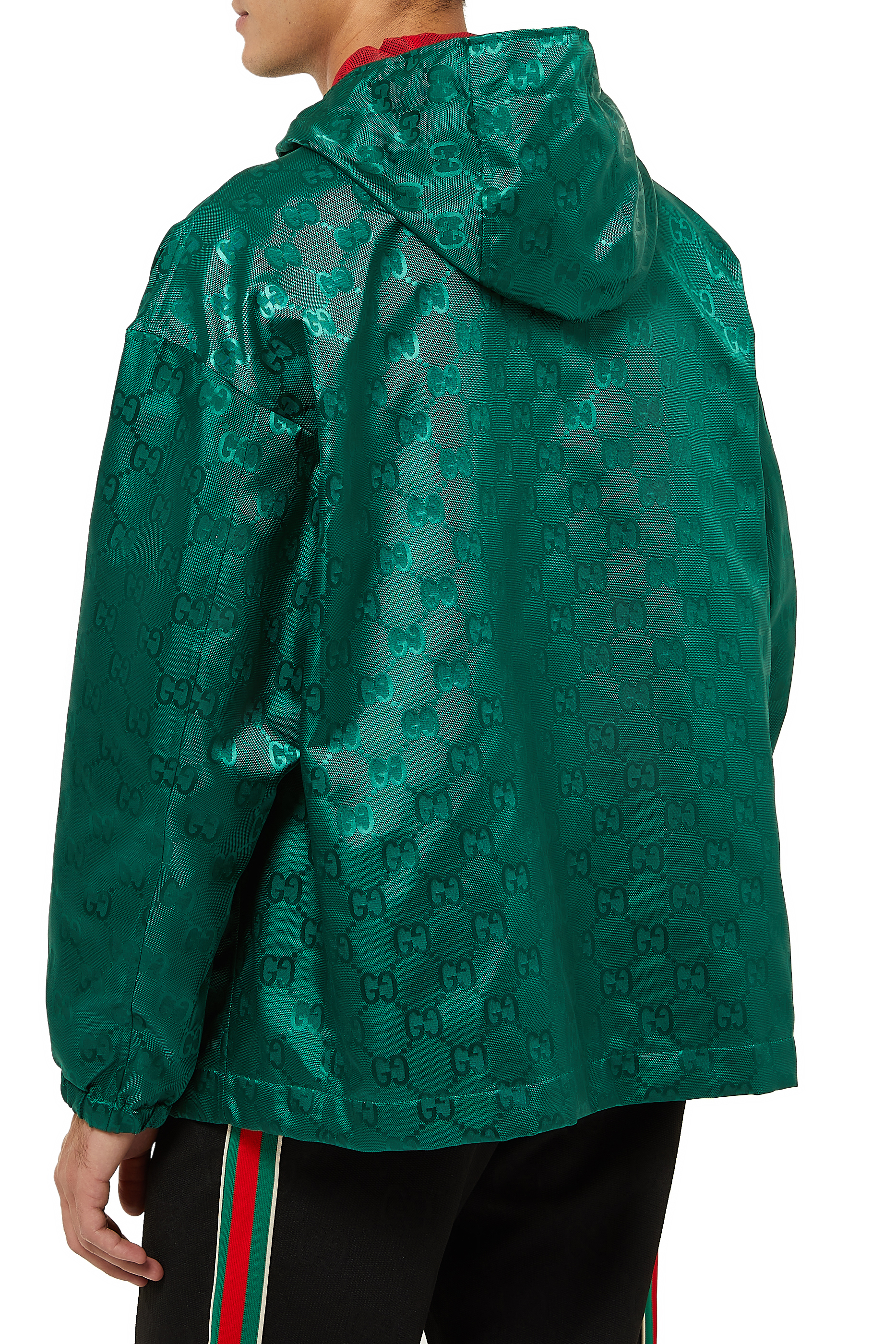 جاكيت قماش قنب بنقشة شعار GG مضادة للماء