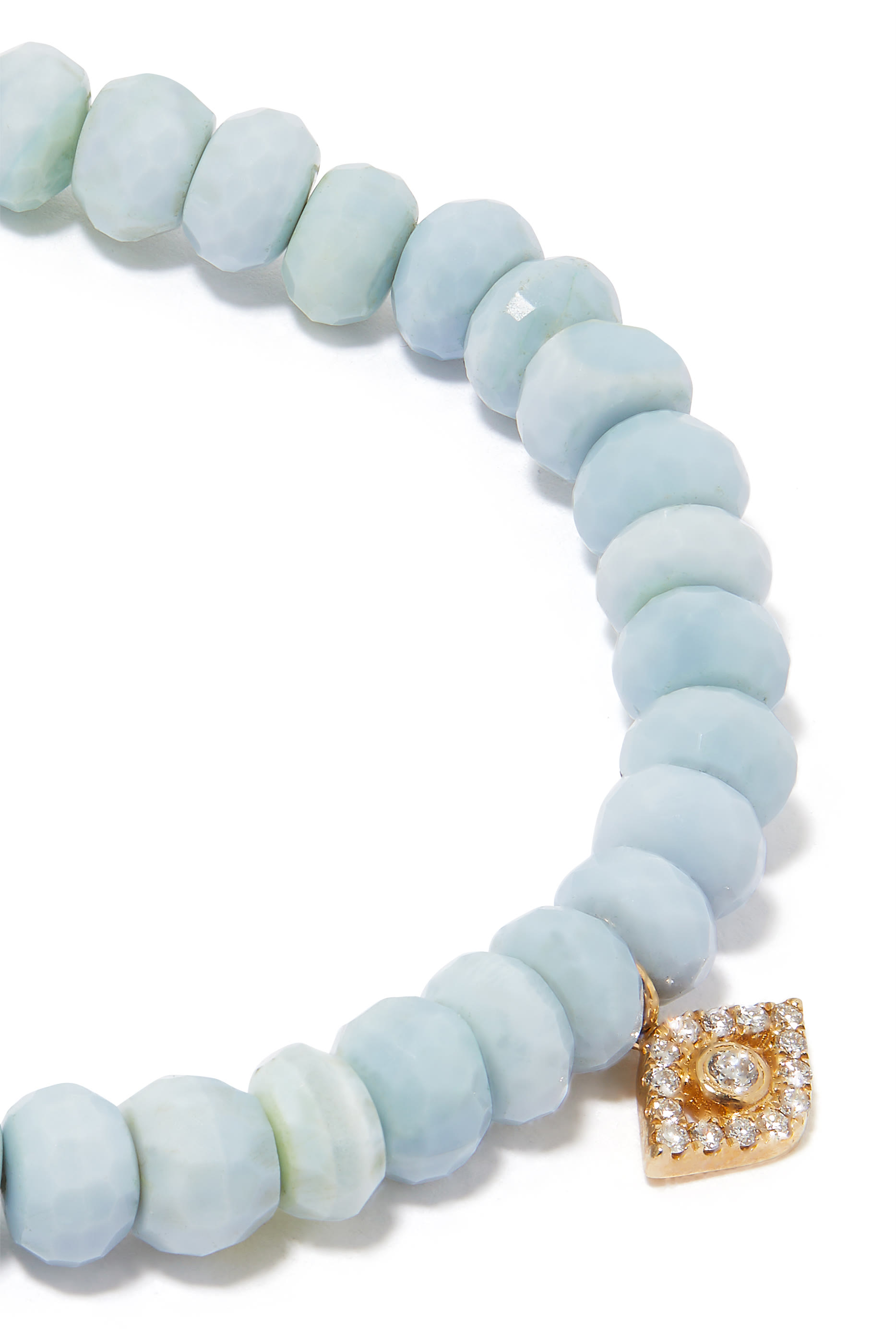 سوار مزين بخرز أوبال أفريقي وحلية عين الحسد ذهب أصفر عيار 14