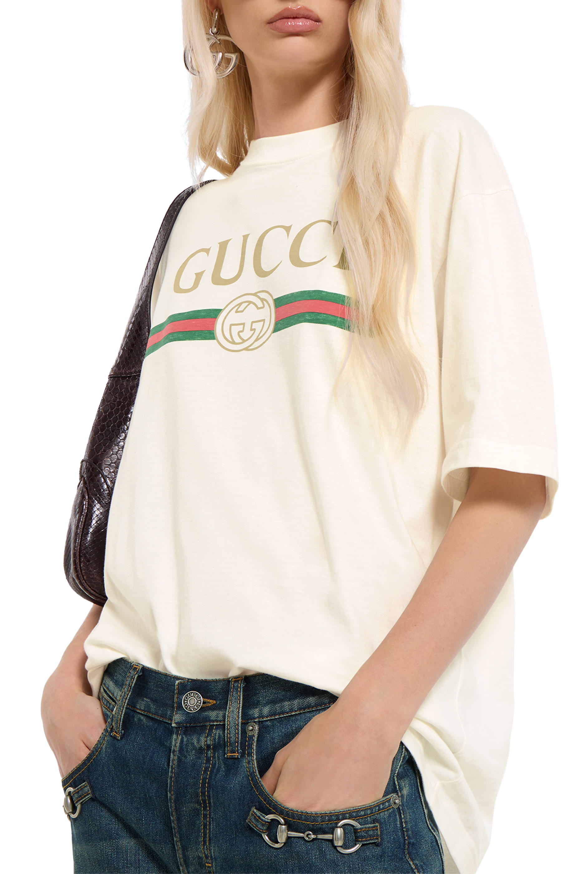 تيشيرت بشعار الماركة قطن جيرسيه وحرير