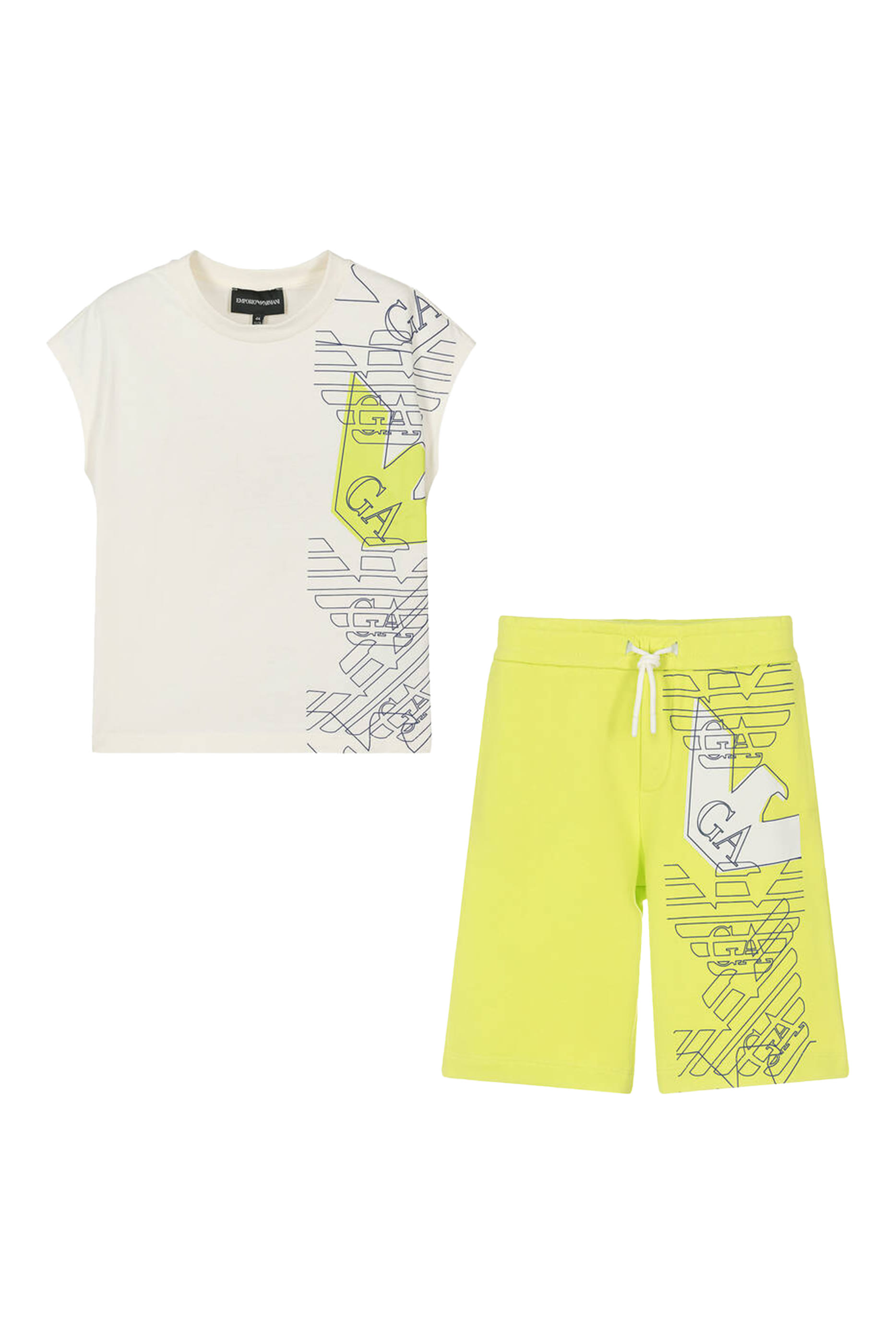 طقم بلوزة وشورت للأطفال بشعار الماركة