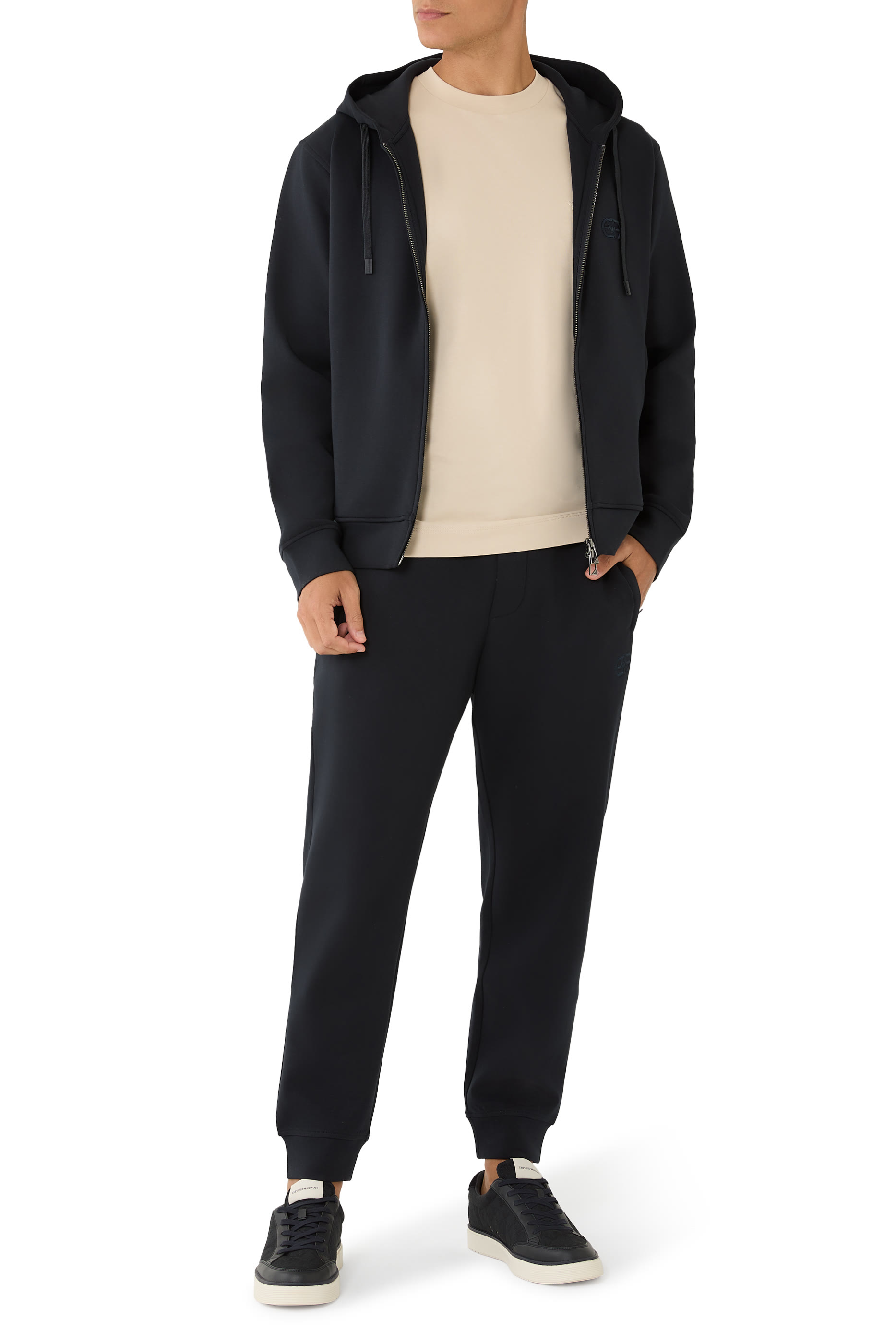 هودي بسحاب وتطريز شعار الماركة