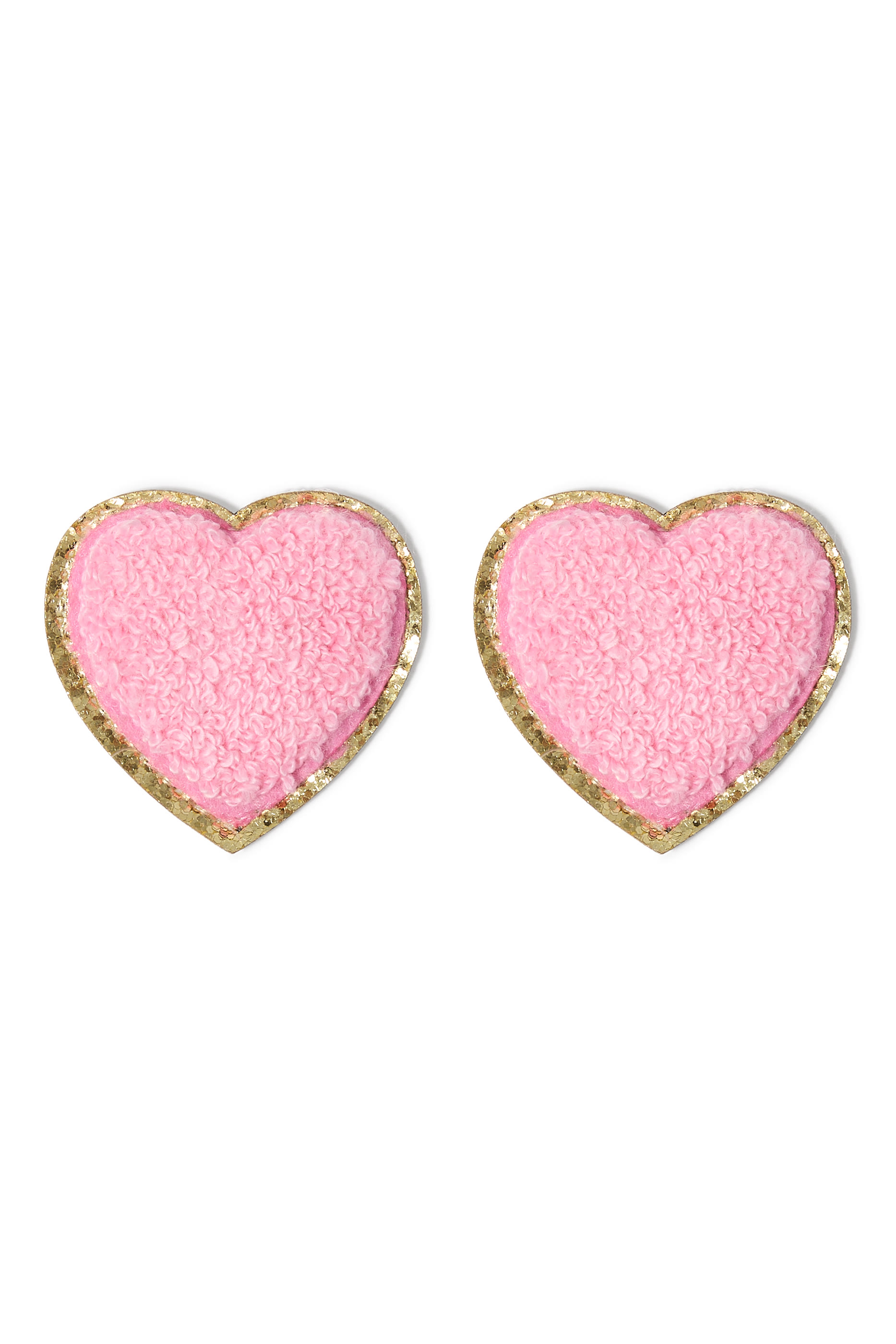 Kids Chenille Sparkle Heart Patches Set of 2