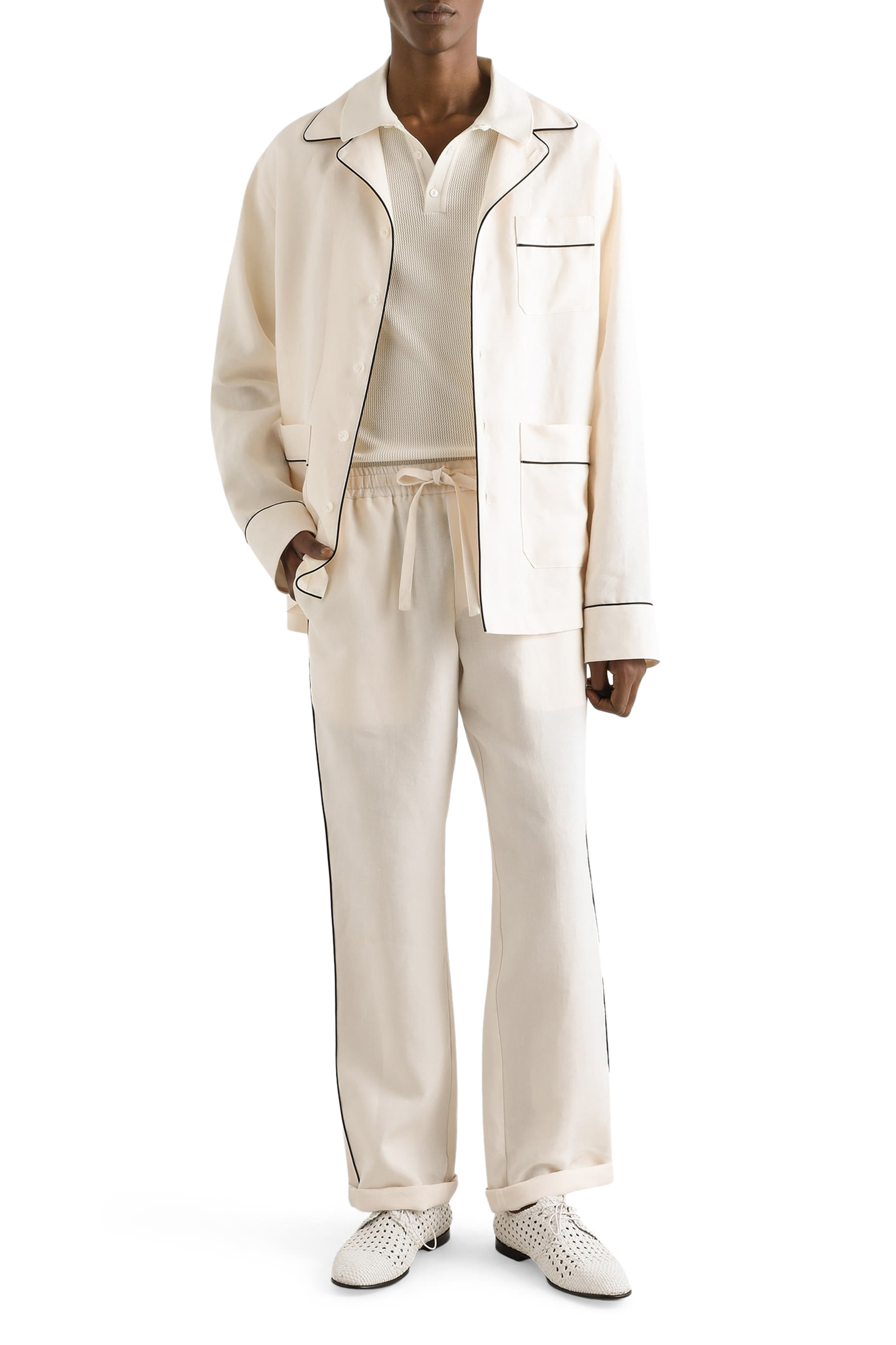 قميص بولو بأكمام قصيرة قطن منسوج