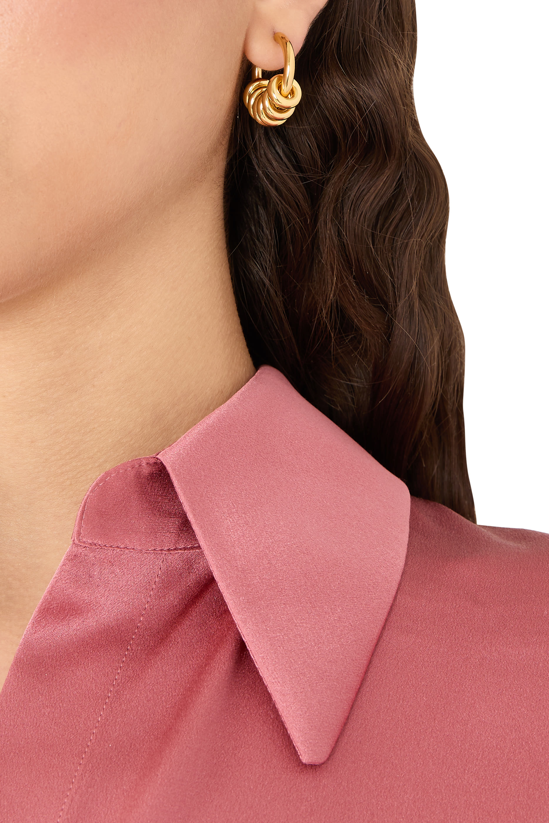 أقراط دائرية بحلقات، ذهب أصفر عيار 24