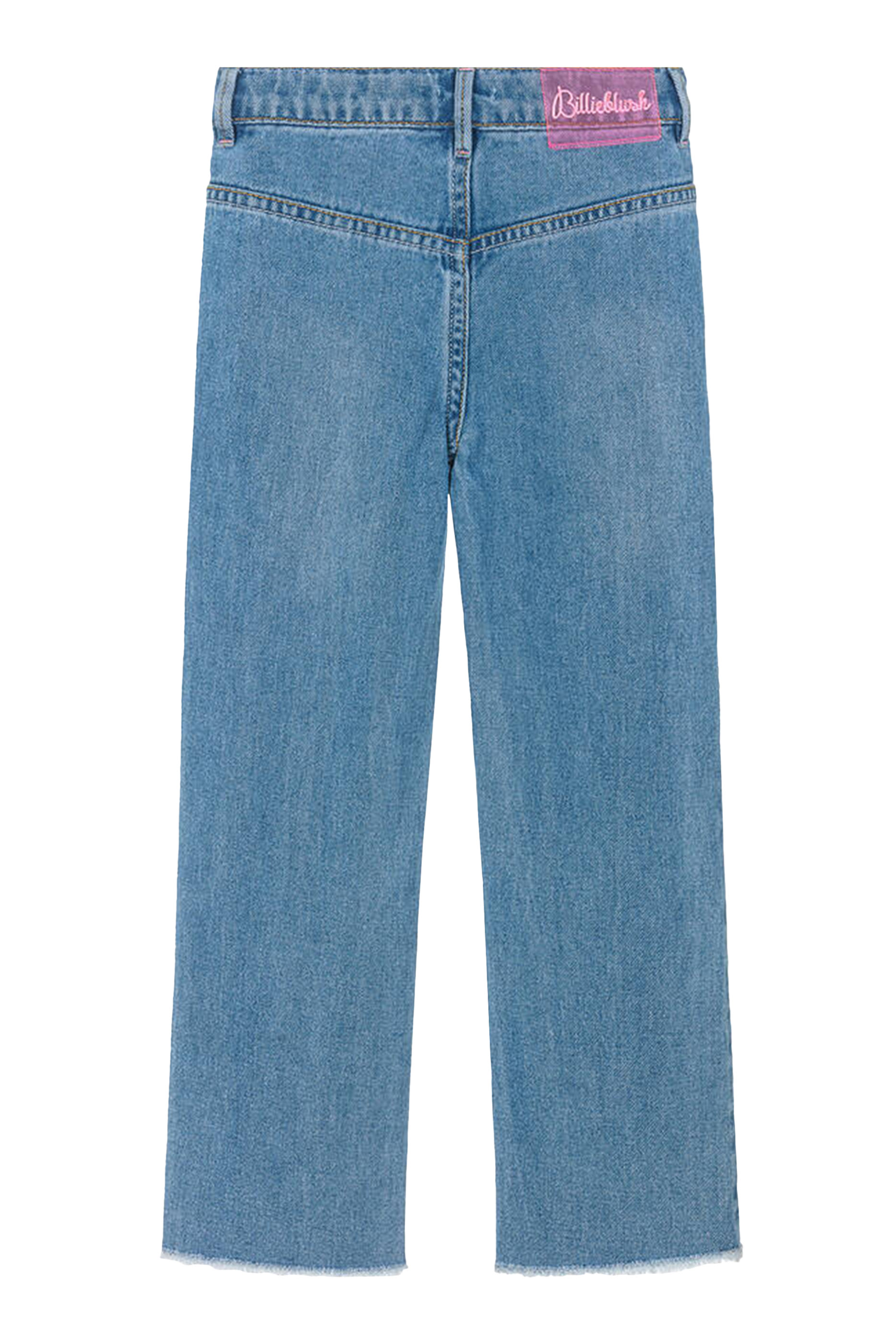 بنطال جينز بجيوب مطرزة بالترتر للأطفال