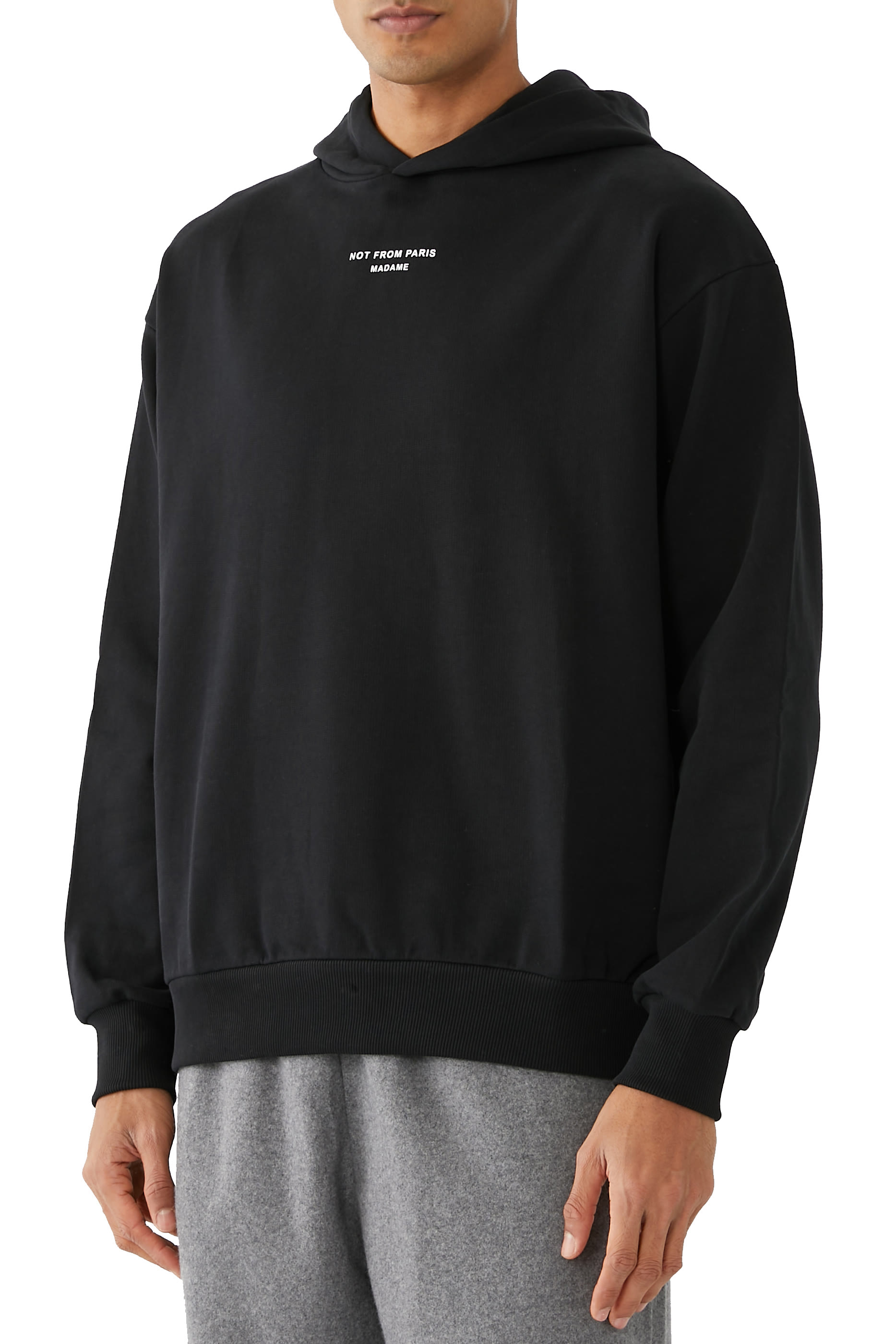 سويت شيرت بغطاء رأس كلاسيكي بعبارة نصية