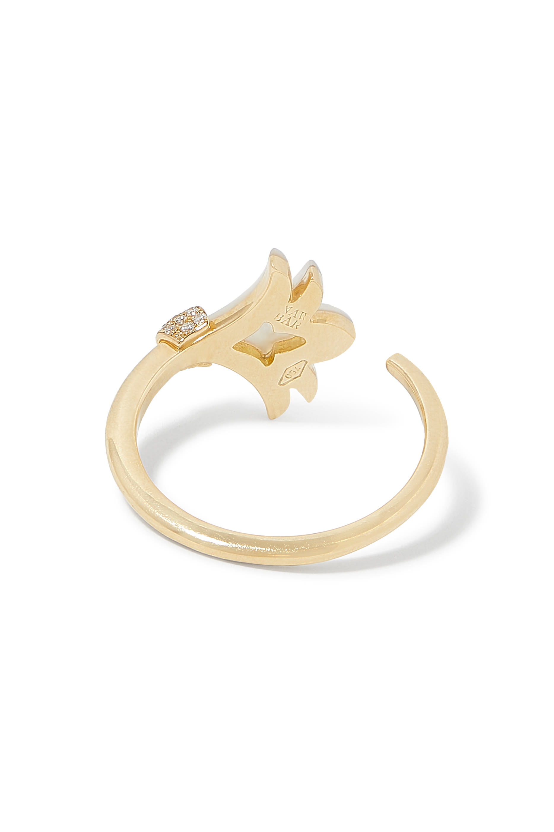 خاتم سايكديليا فاين صغير مرصع بالماس وعرق اللؤلؤ، ذهب أصفر عيار 18