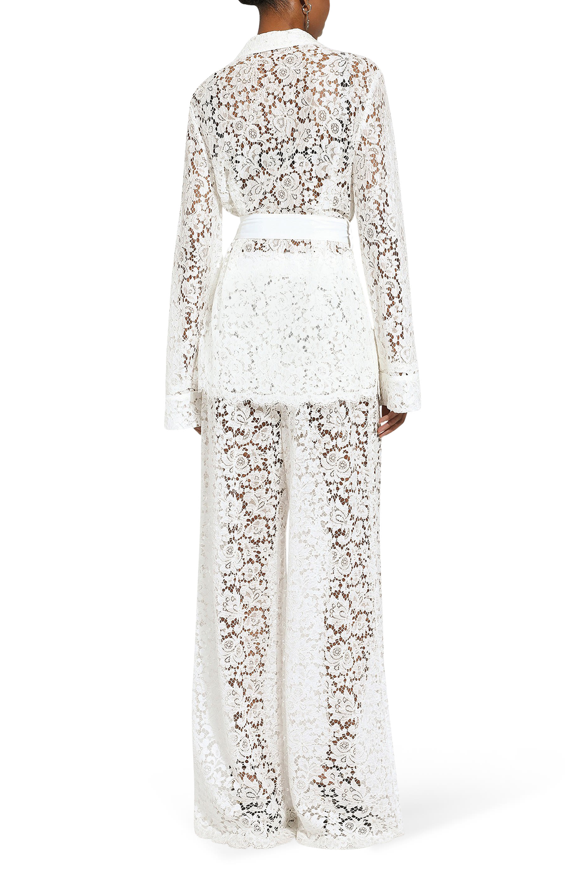 قميص بيجامة كوردونيتو بنقشة زهور ودانتيل