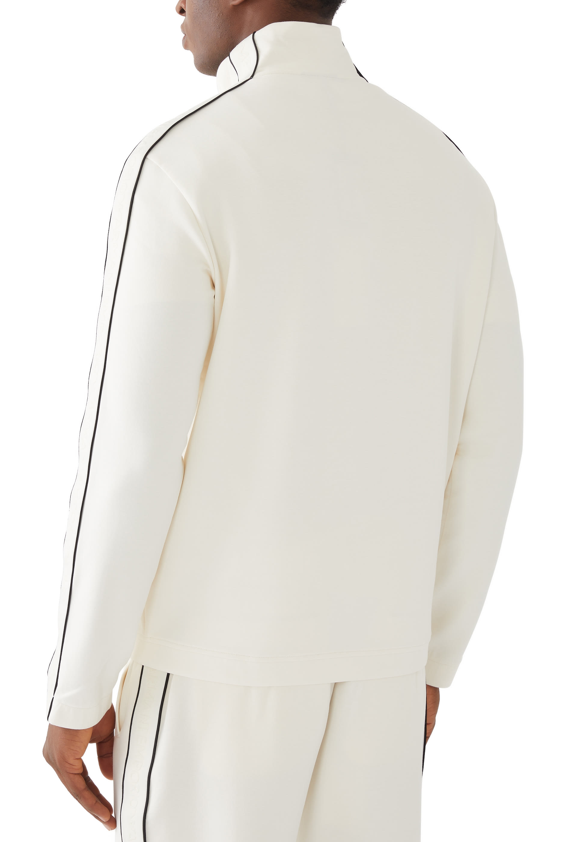 سويت شيرت بسحّاب وشريط شعار الماركة جيرسيه مزدوج