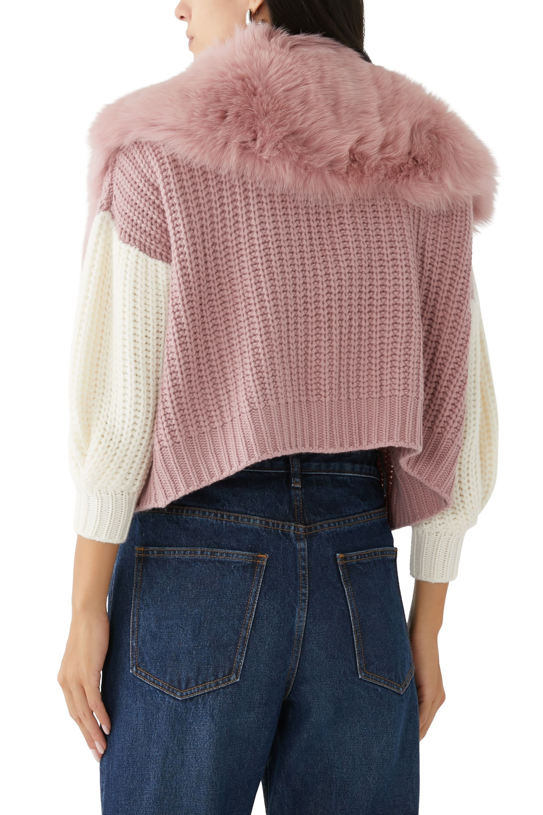 كارديجان بلونين وياقة من فرو صناعي