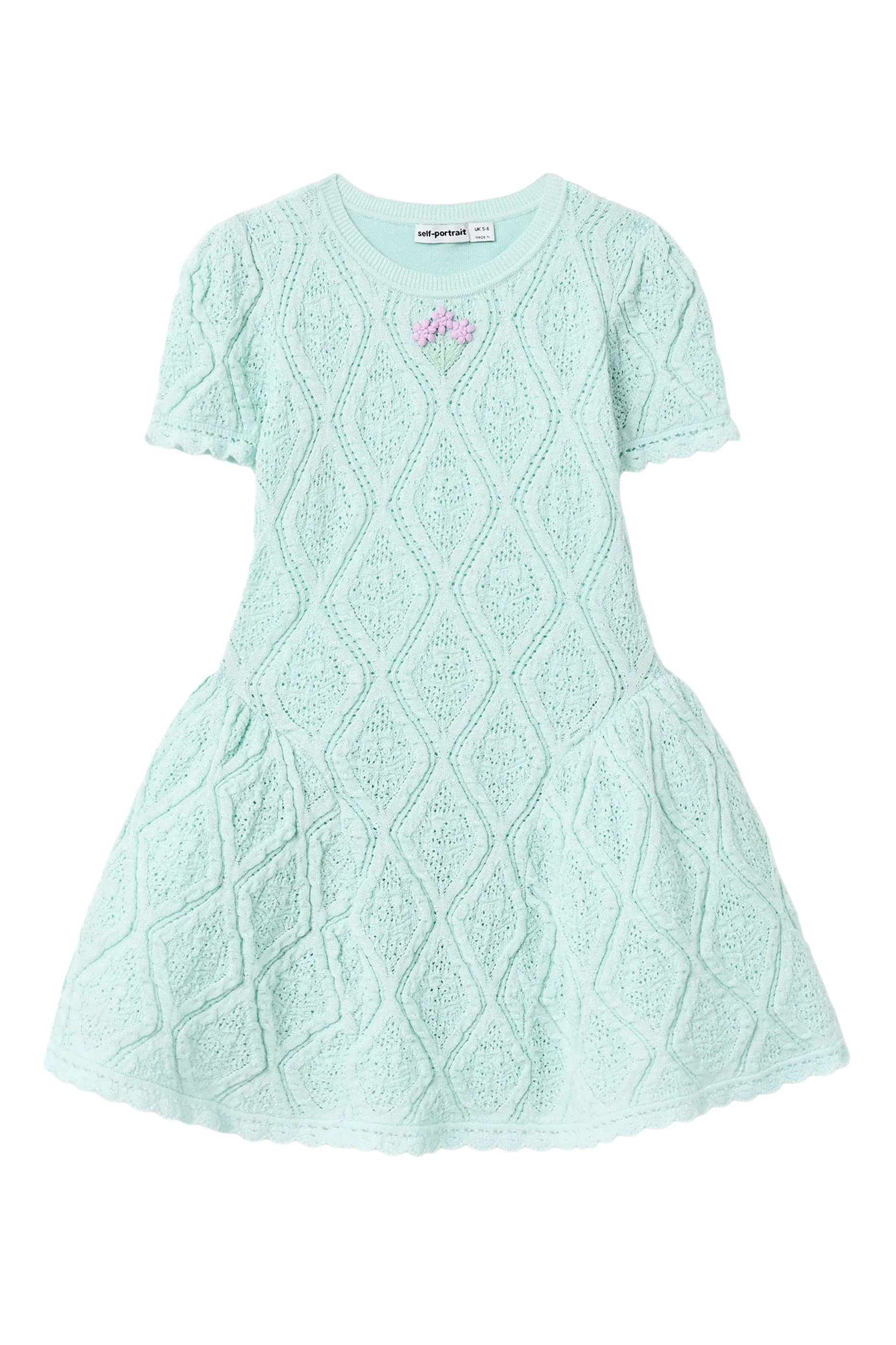 Kids Flower Embroidered Knit Dress
