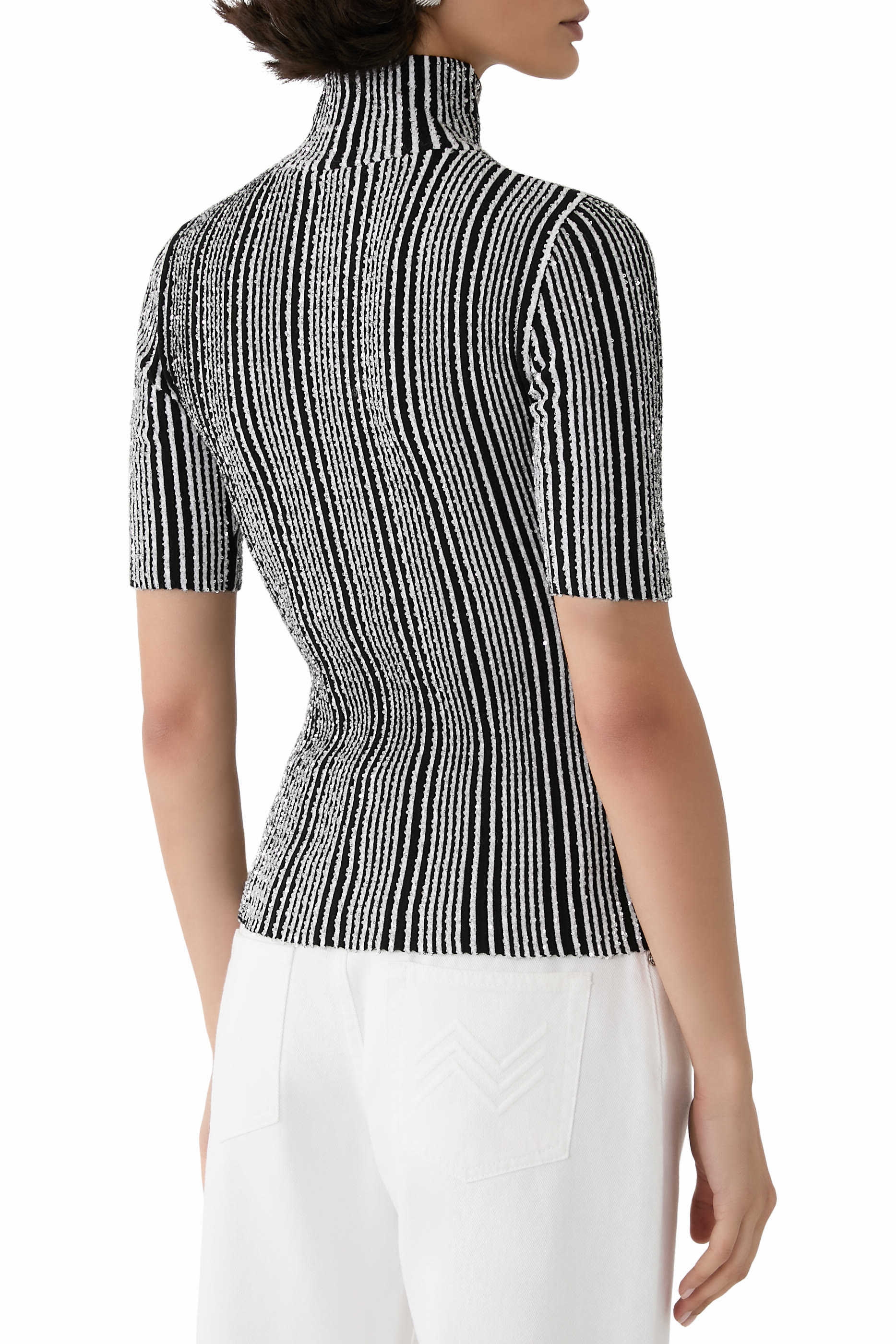 بلوزة منسوجة مطرزة بترتر جزئيا