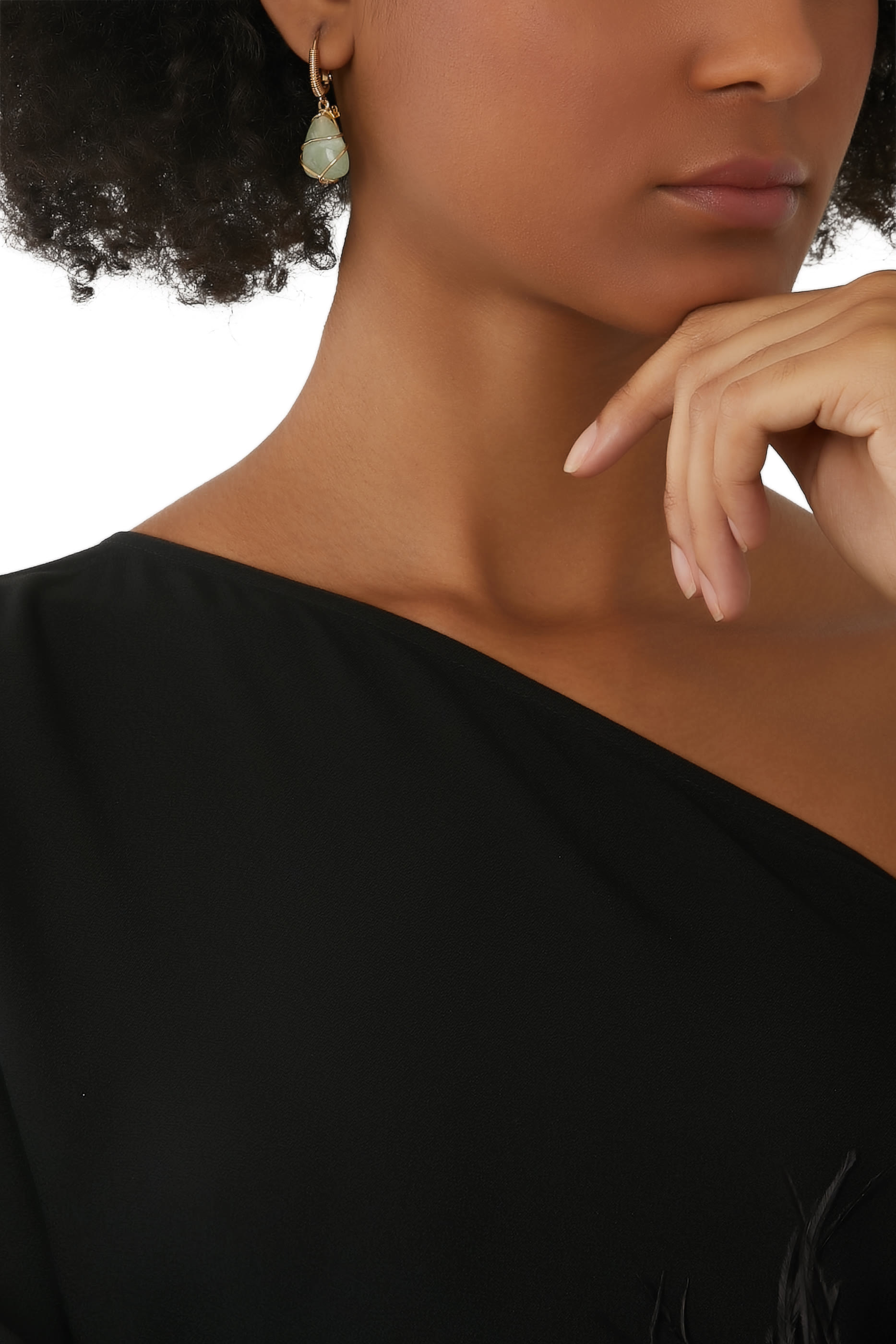 أقراط توا رينبو مرصعة بحجر أمازونيت نحاس مطلي بذهب