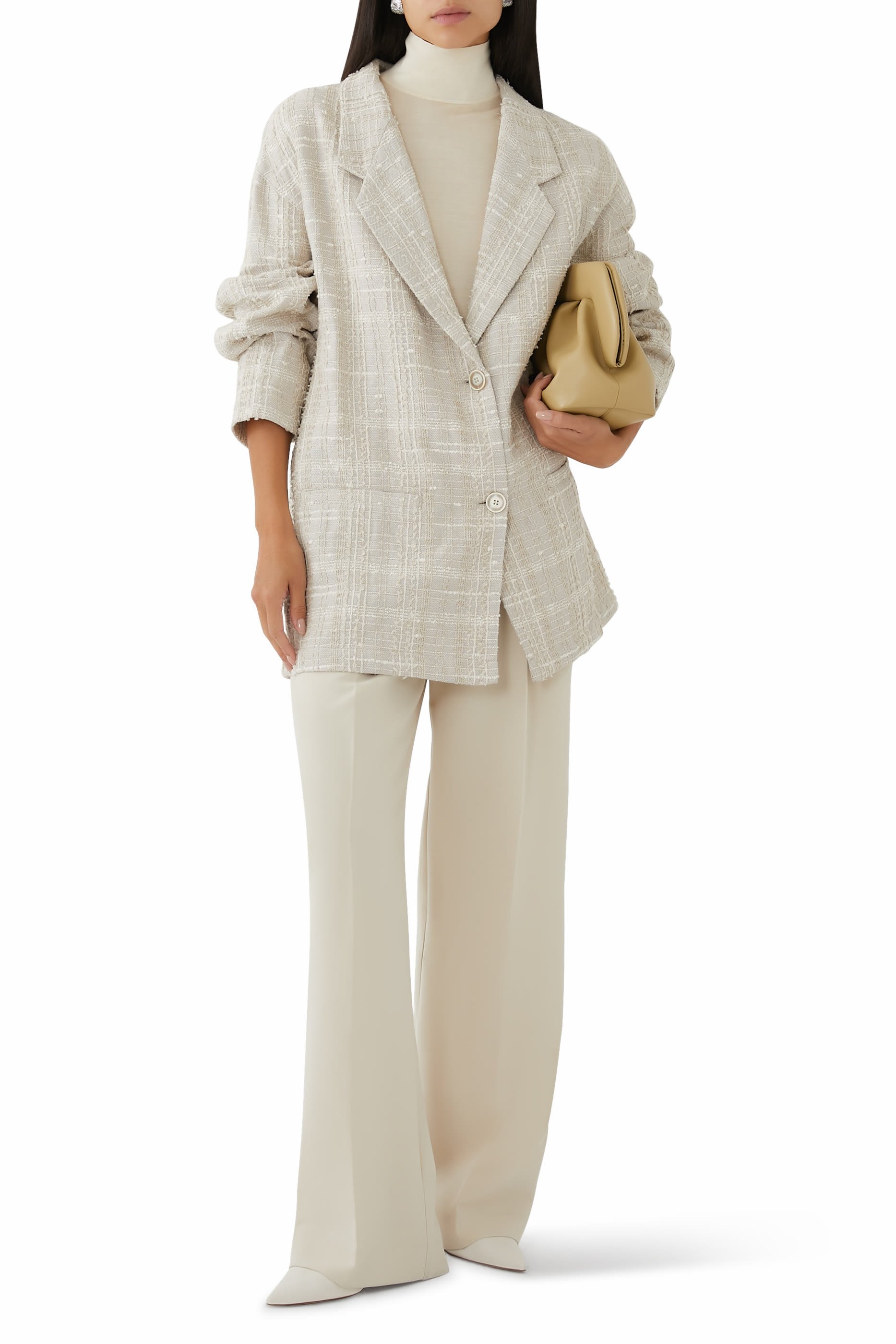 بليزر بنقشة مربعات تويد