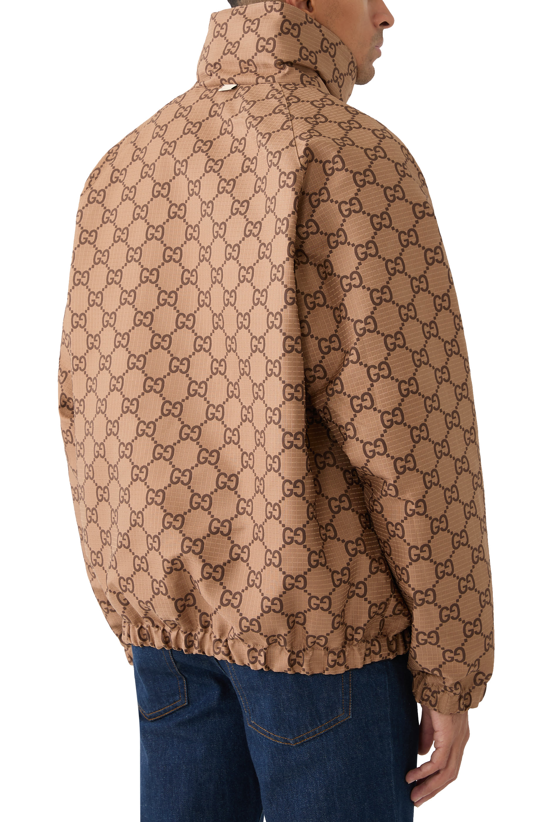 جاكيت بتصميم بوجهين مزين بشعار الماركة قماش قنب