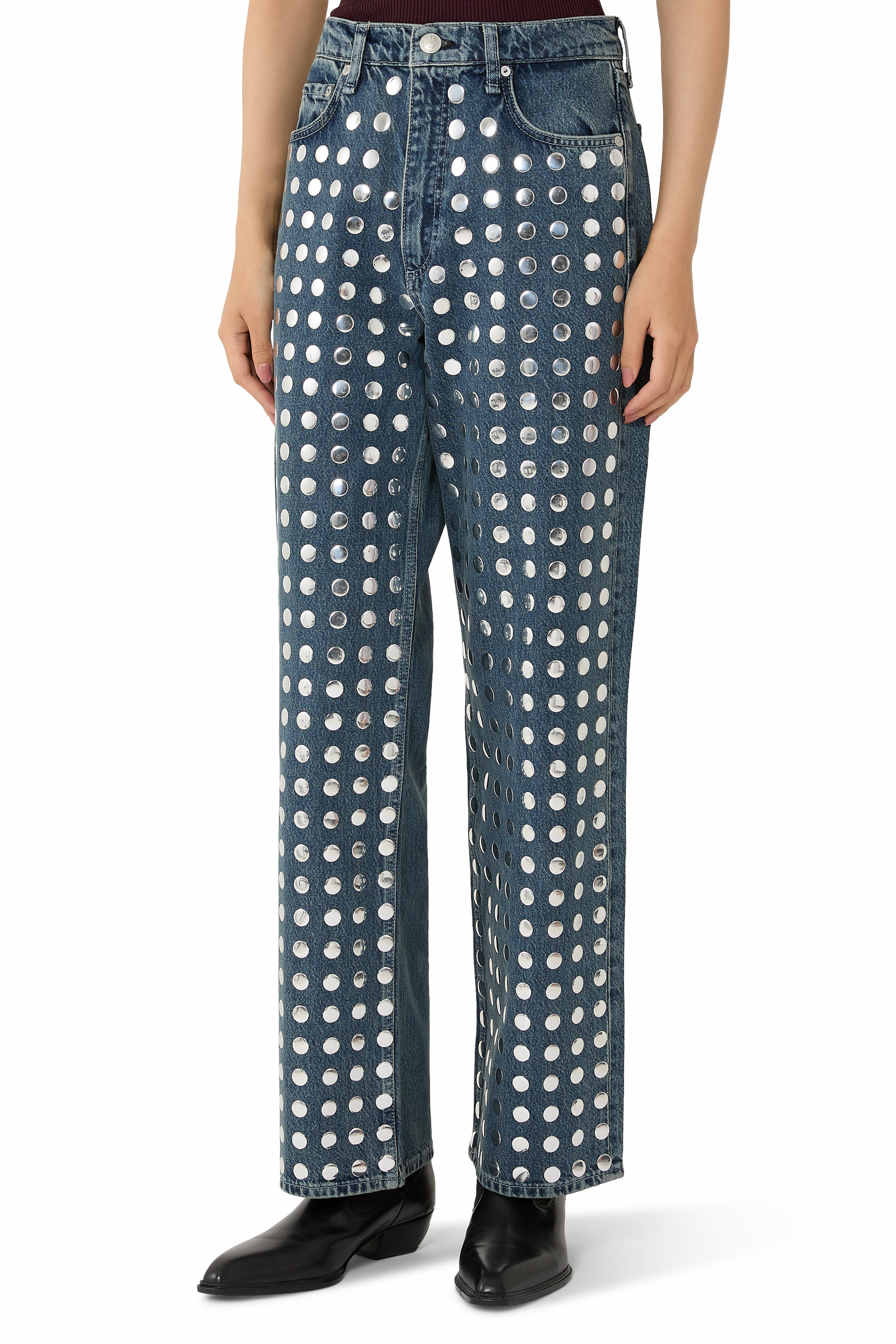 بنطال جينز شيا بقصة ساق مستقيمة مريحة