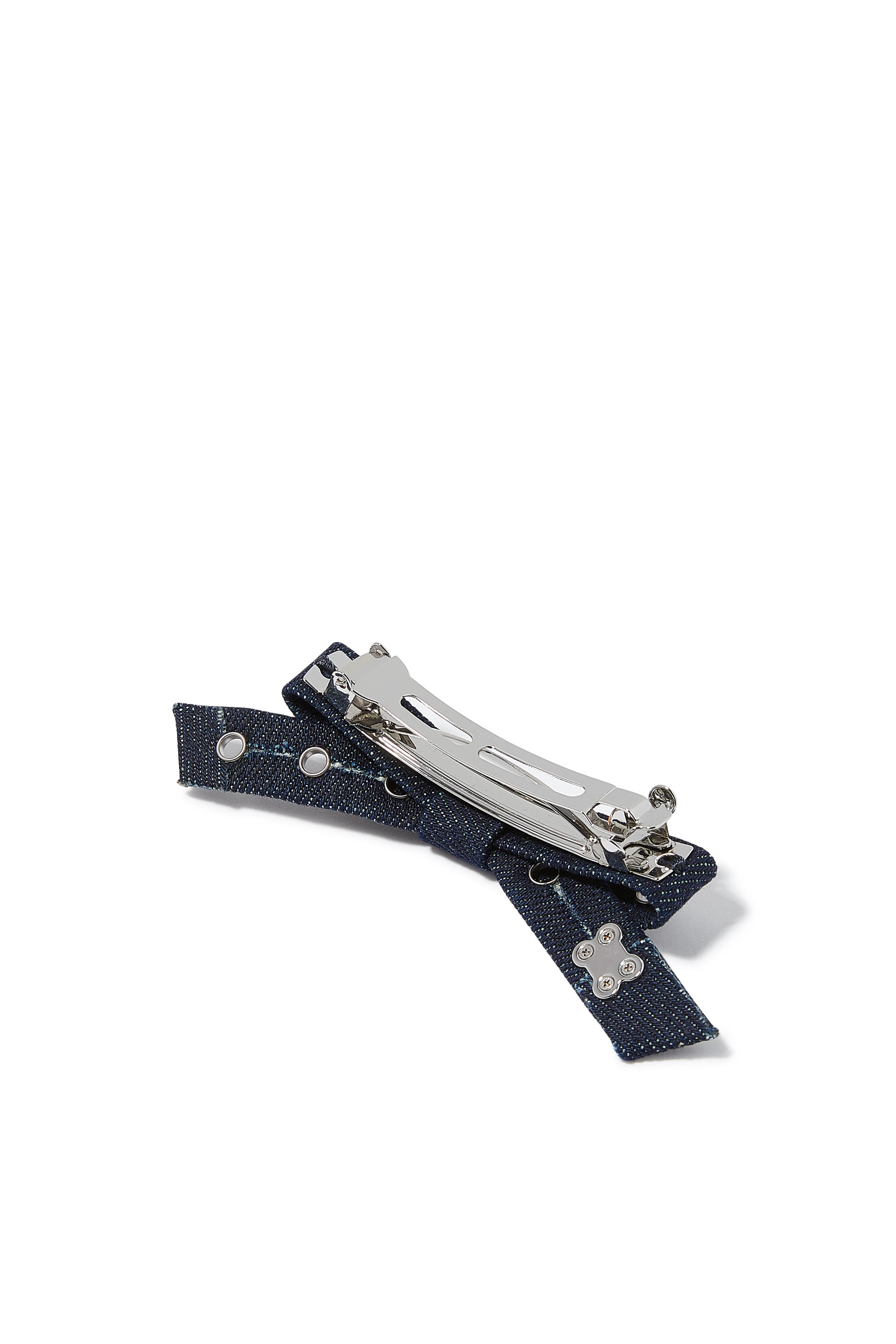 مشبك شعر بفيونكة وجلد مثقب دنيم