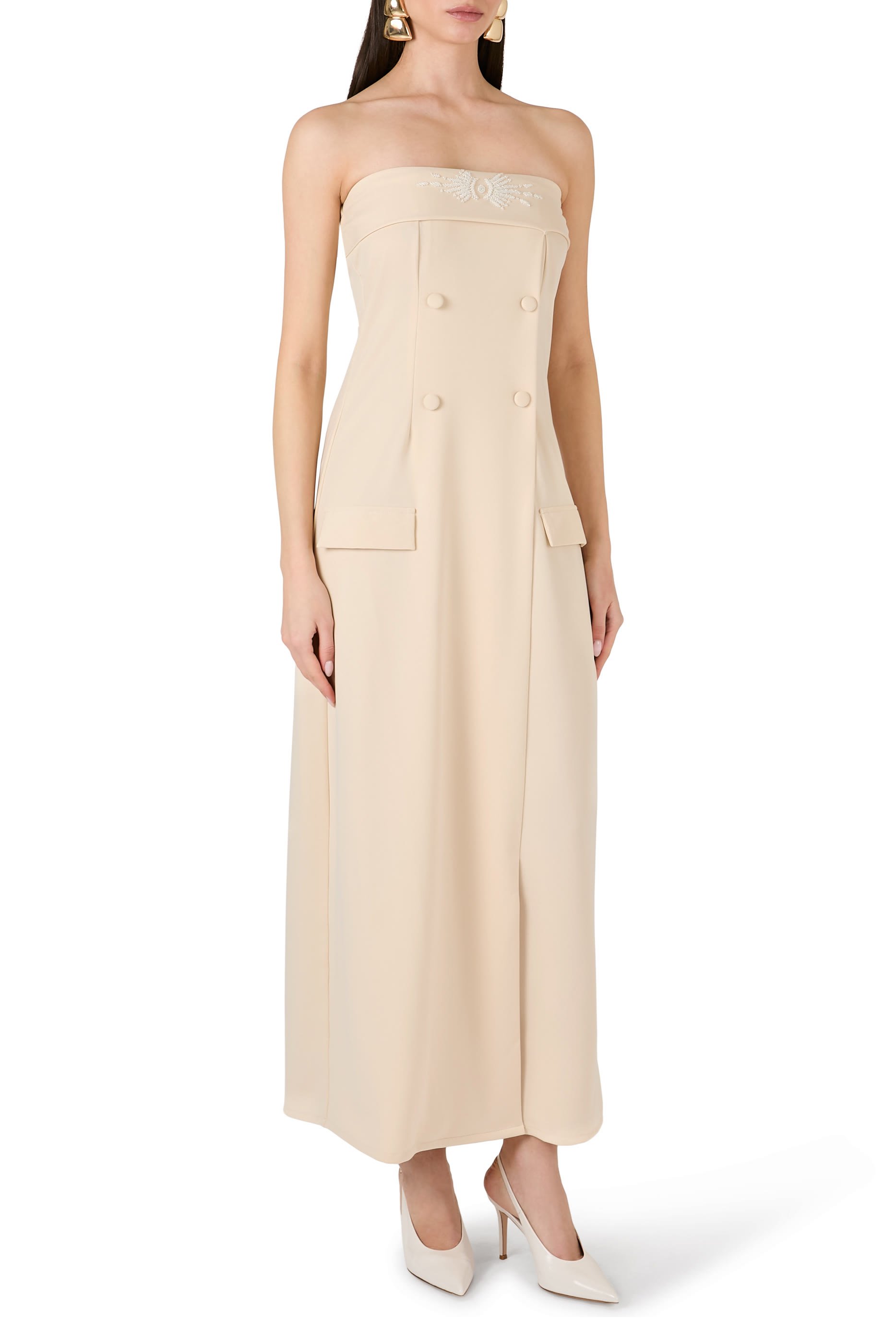 طقم جاكيت قصير مطرز وفستان