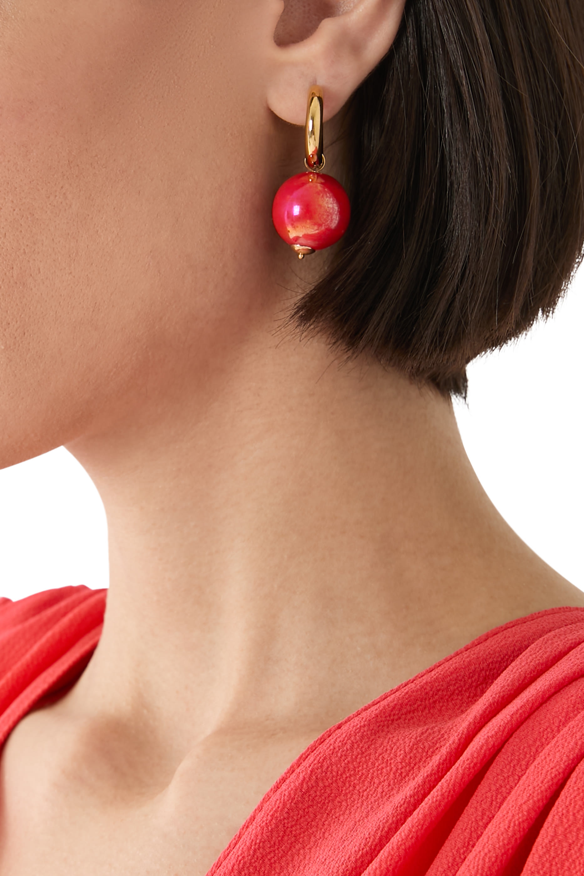 أقراط دائرية دوجي بتصميم دونت، راتنج ومعدن ومينا